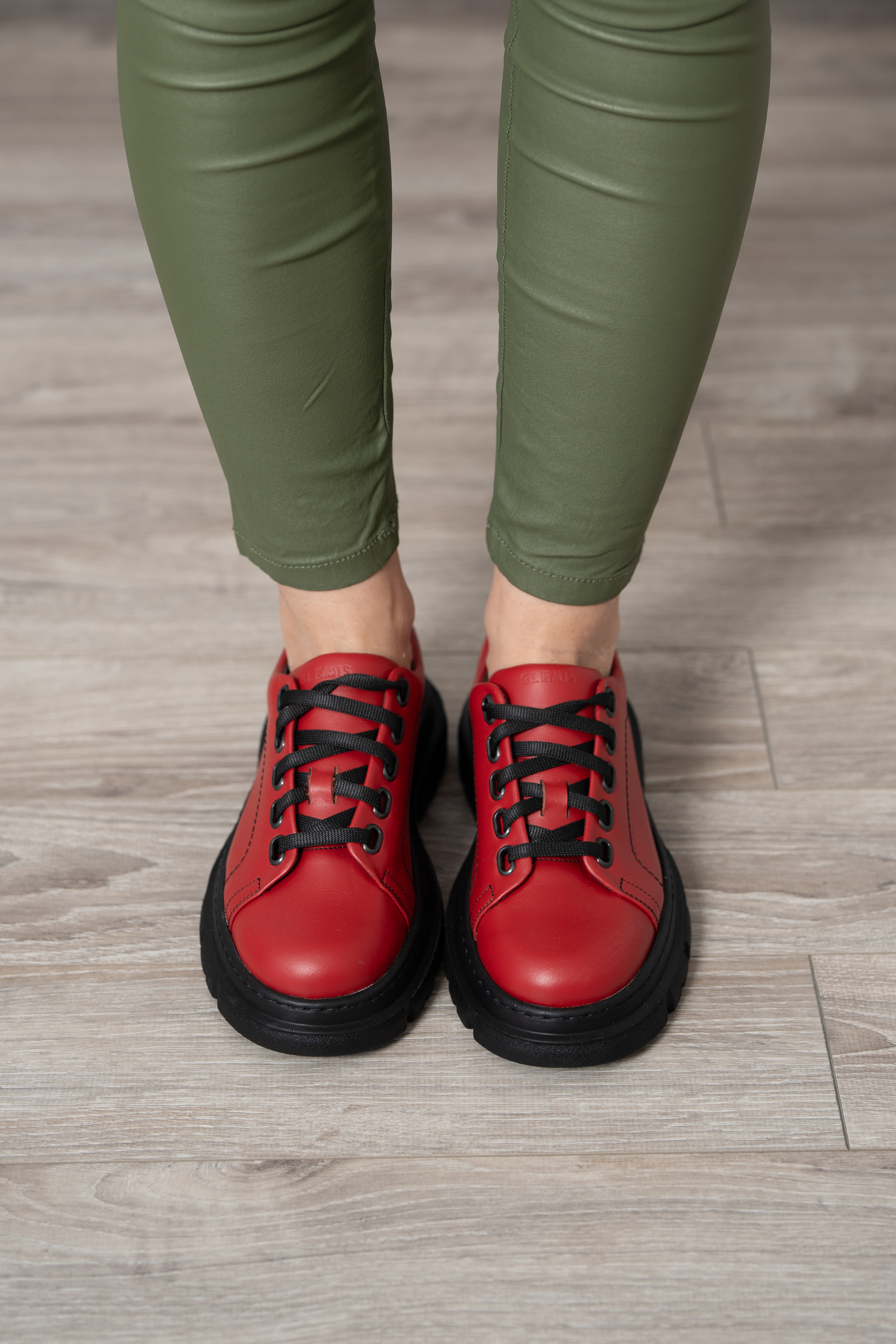 Pantofi casual dama, Glemis, piele naturala - Cod: 665, Culoare: Rosu Box, Marime: 38