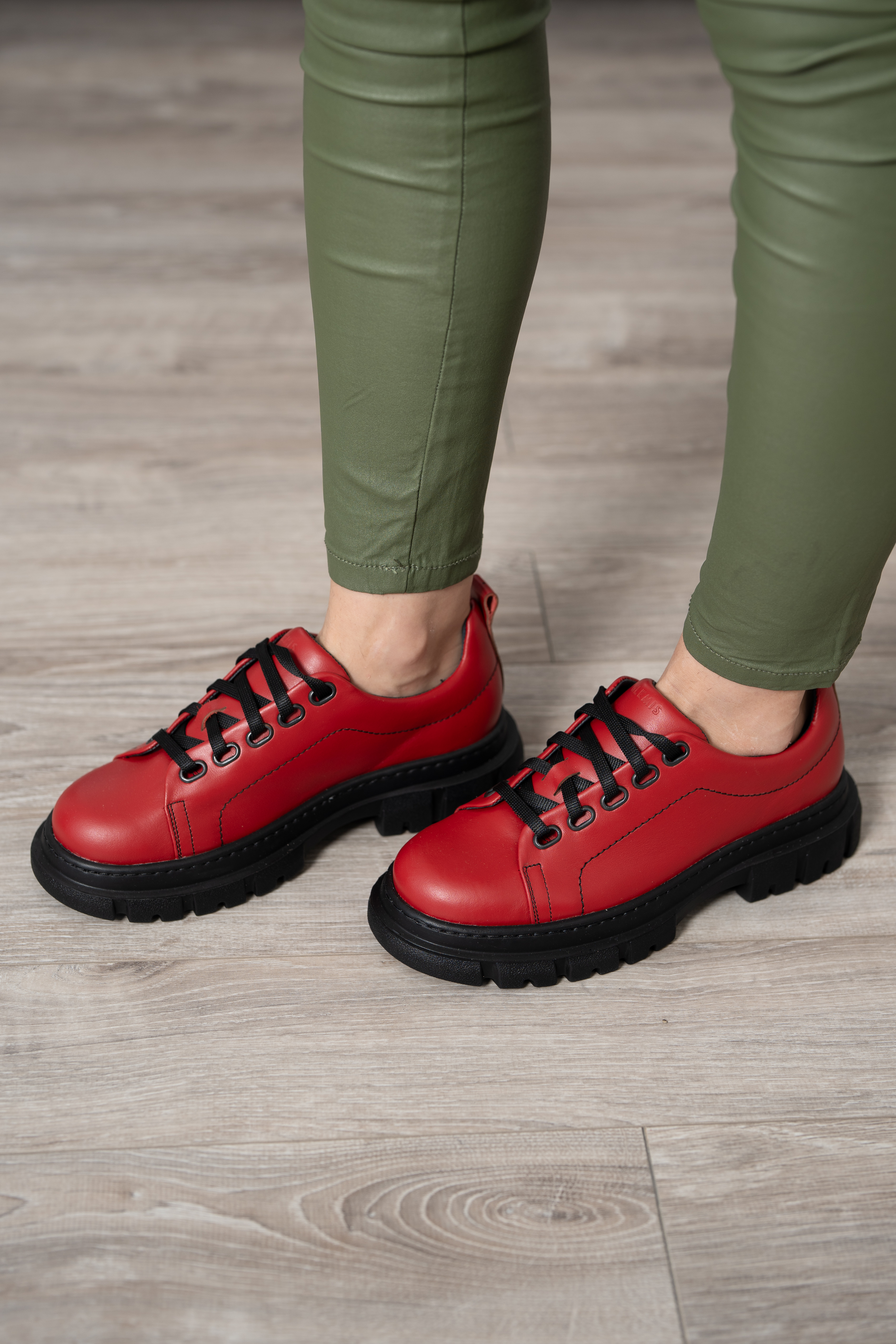 Pantofi casual dama, Glemis, piele naturala - Cod: 665, Culoare: Rosu Box, Marime: 38