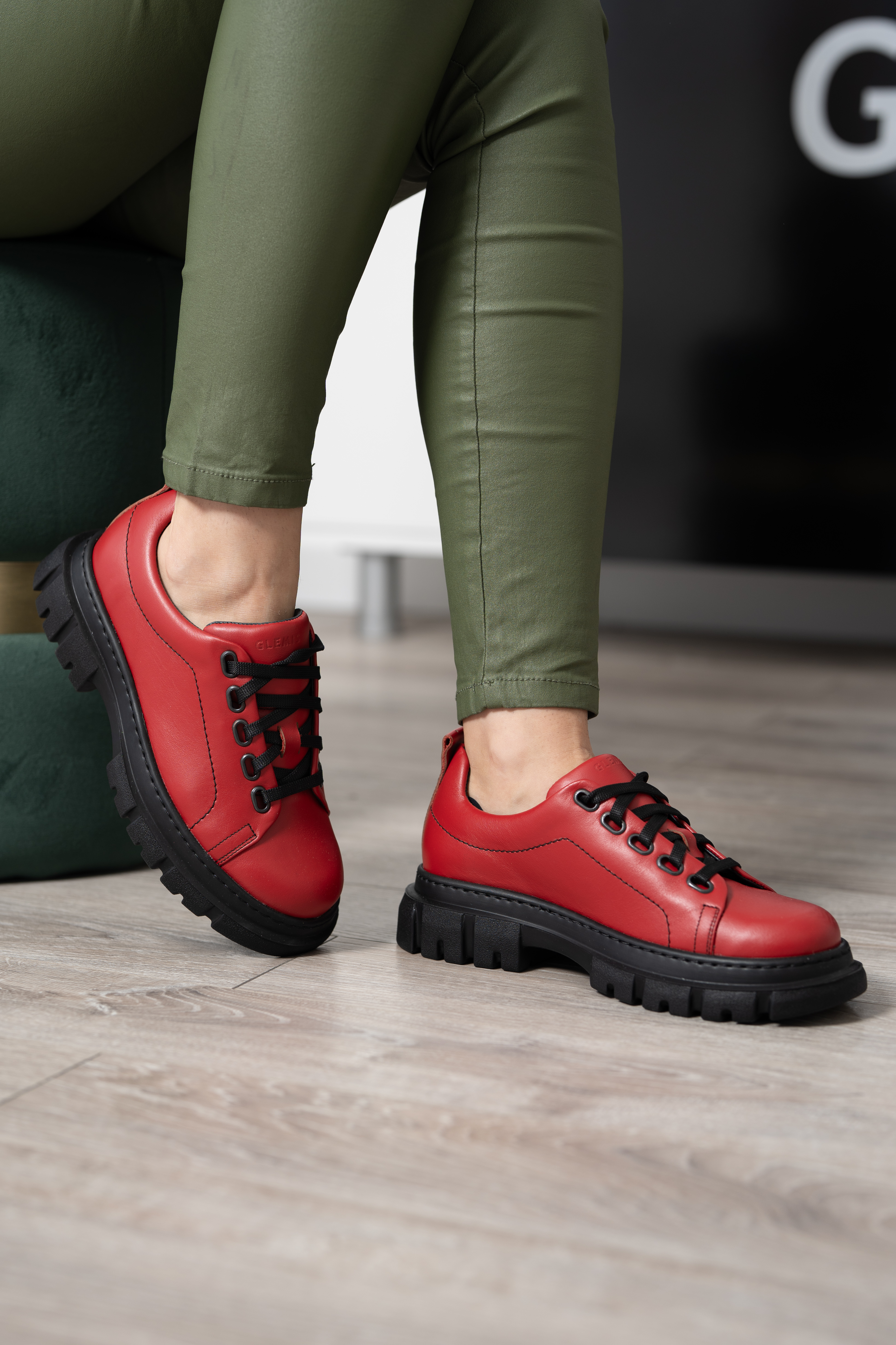 Pantofi casual dama, Glemis, piele naturala - Cod: 665, Culoare: Rosu Box, Marime: 38