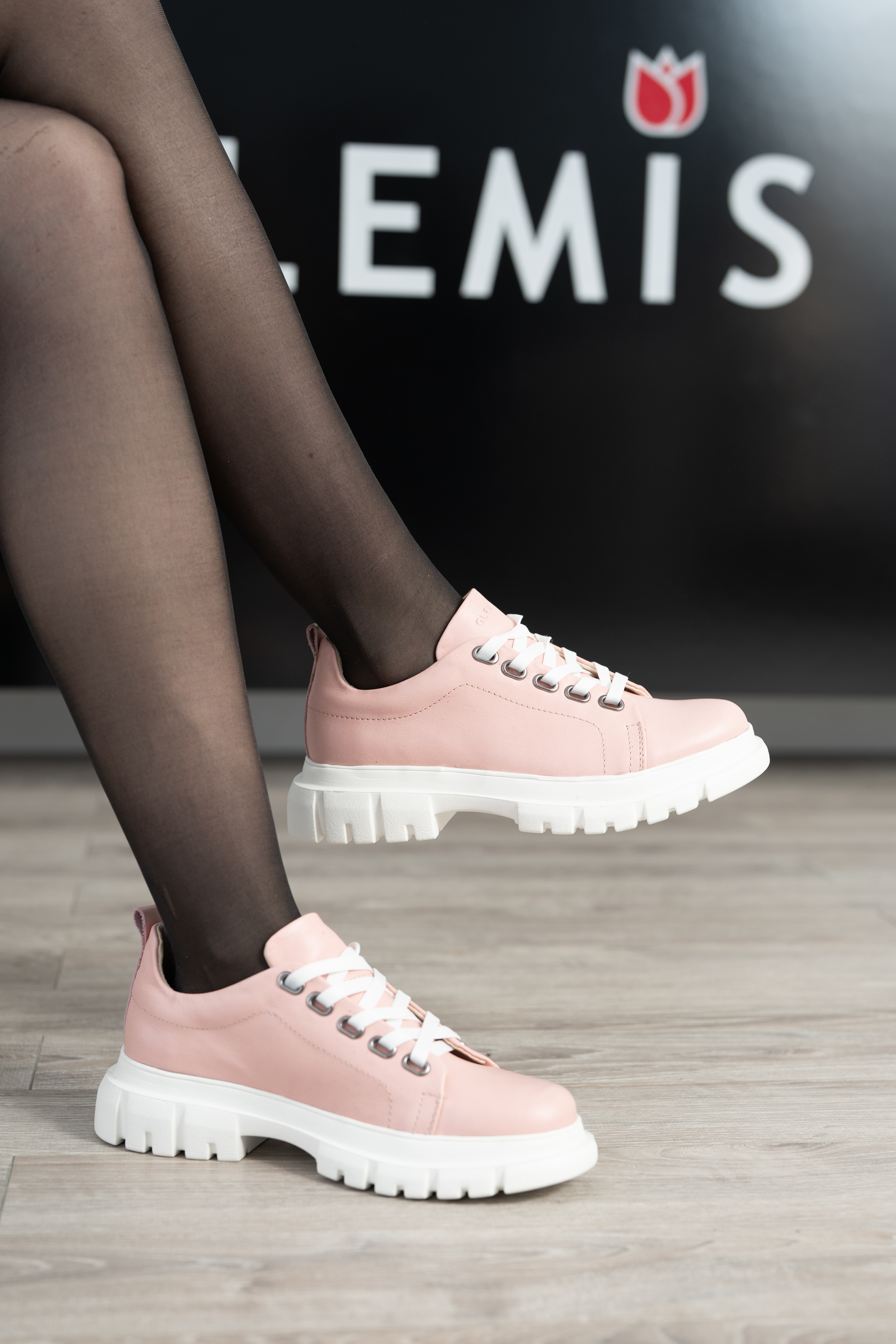 Pantofi casual dama, Glemis, piele naturala - Cod: 665, Culoare: Roz pudra, Marime: 38