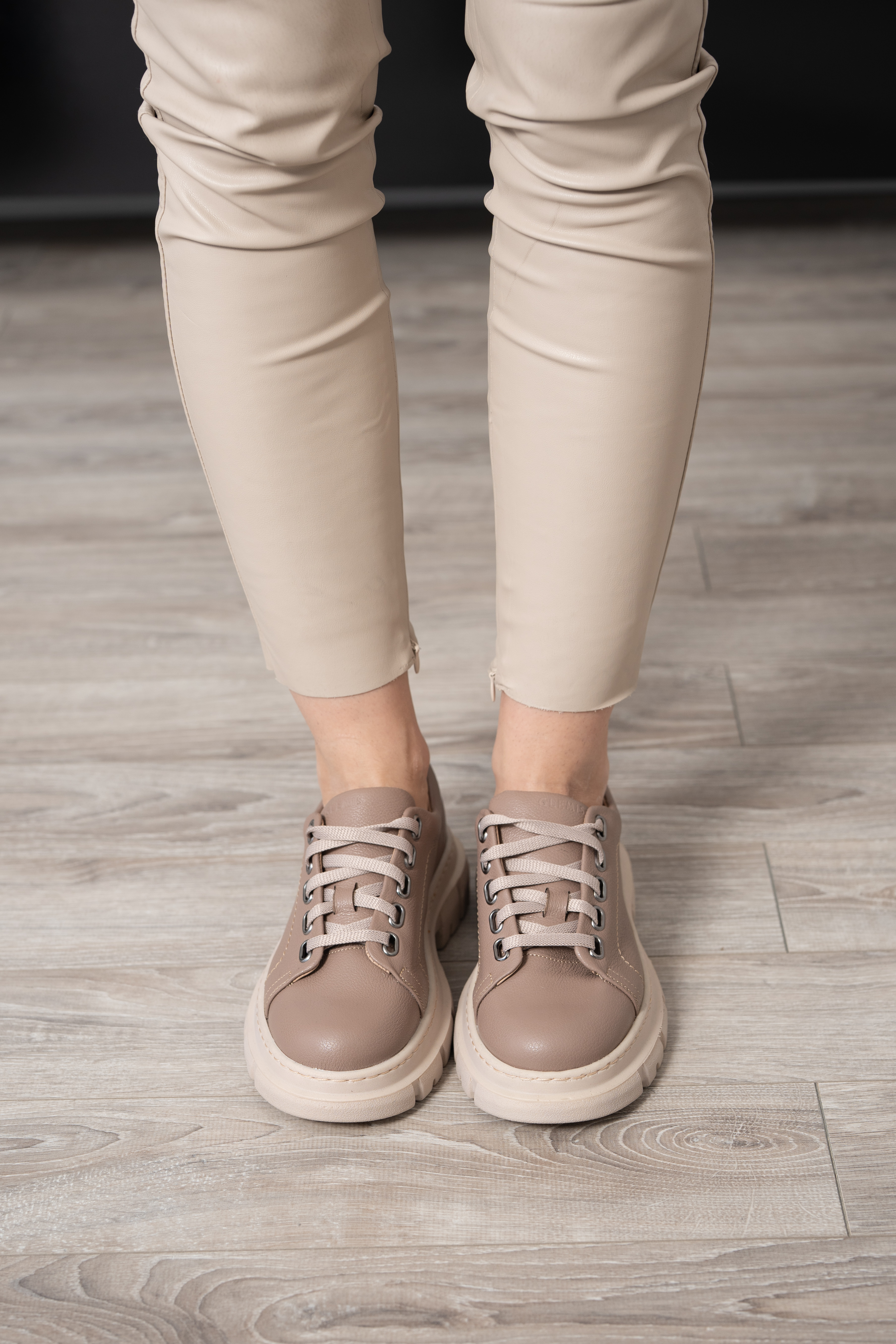 Pantofi casual dama, Glemis, piele naturala - Cod: 665, Culoare: Taupe Bizon, Marime: 38