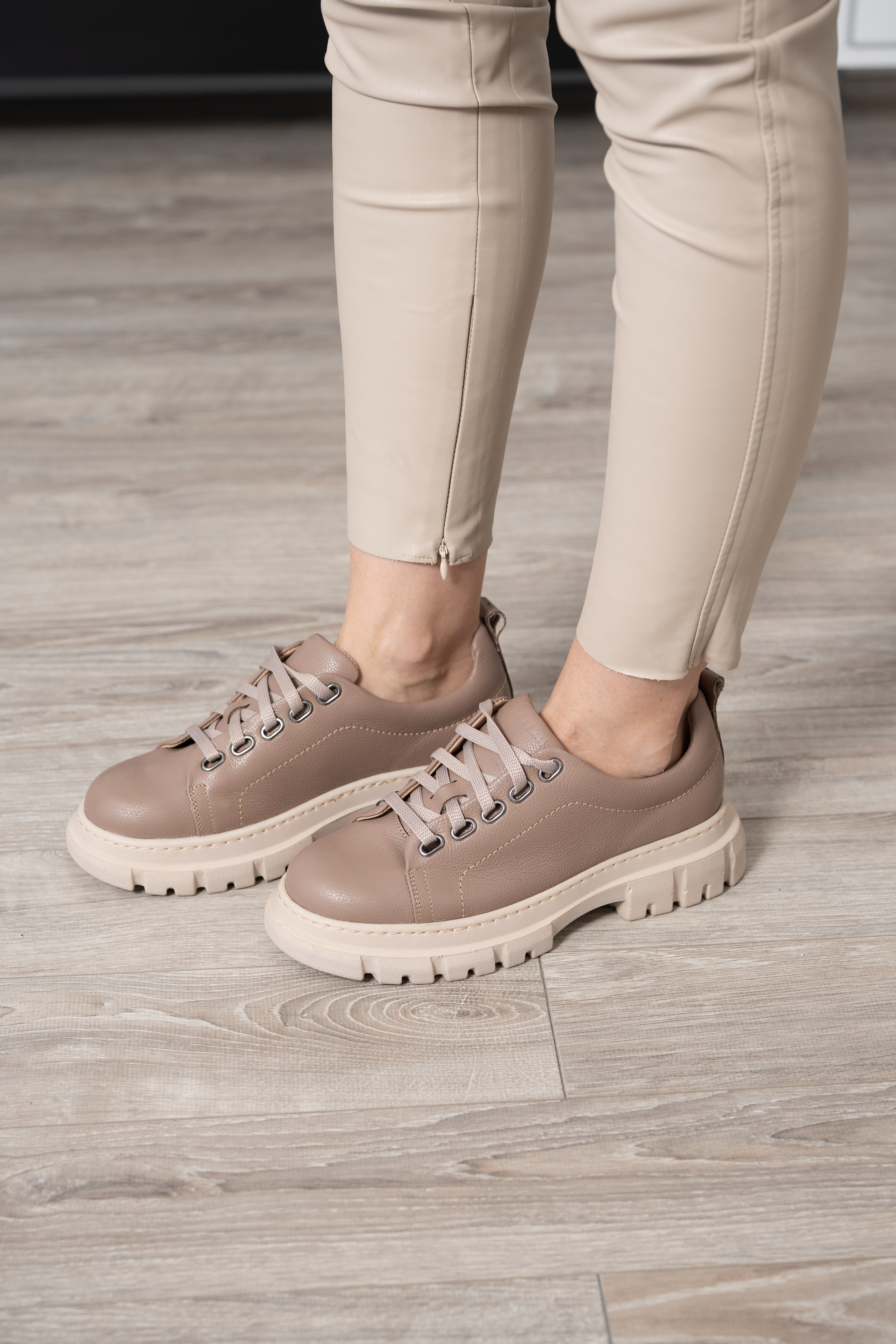 Pantofi casual dama, Glemis, piele naturala - Cod: 665, Culoare: Taupe Bizon, Marime: 38