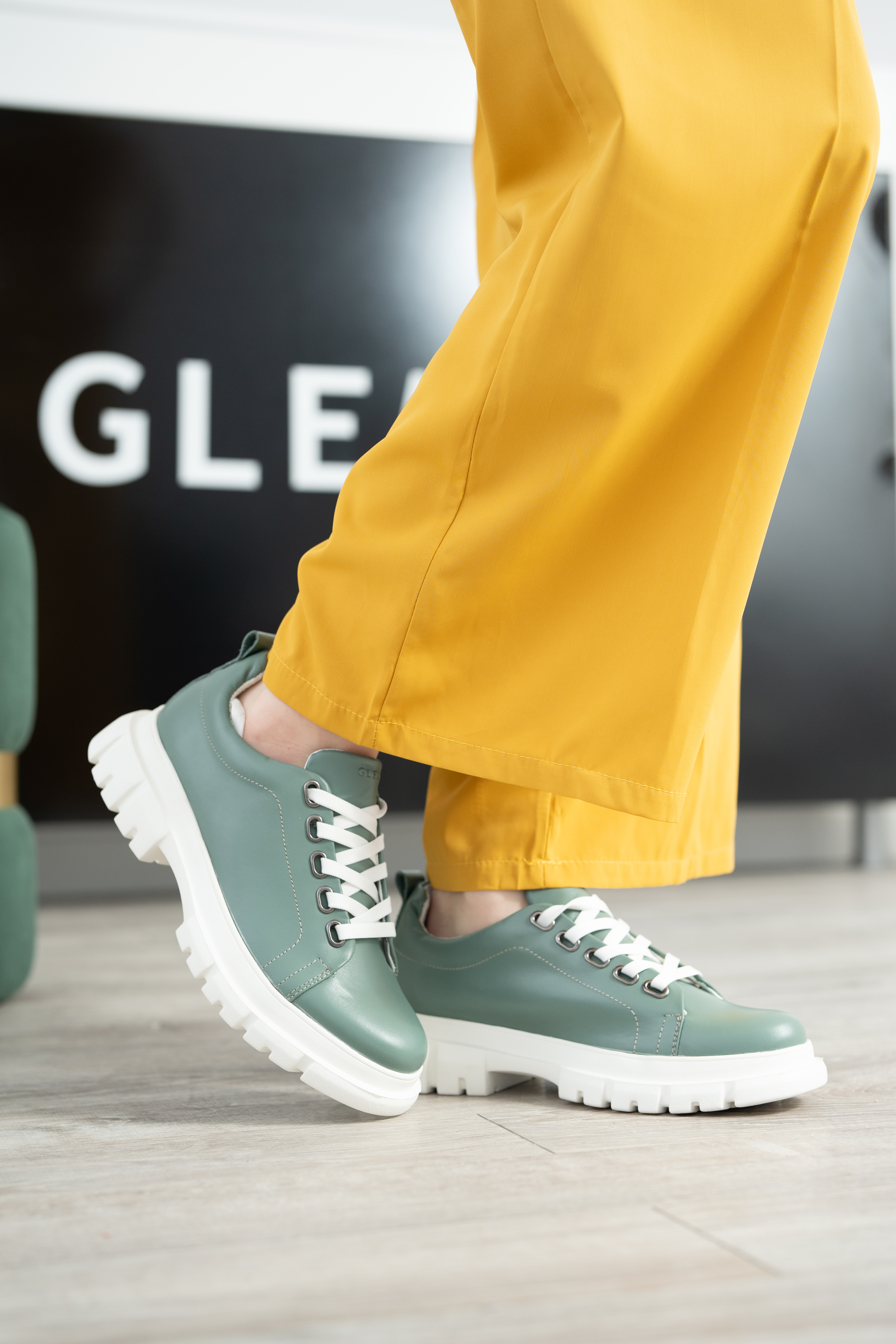 Pantofi casual dama, Glemis, piele naturala - Cod: 665, Culoare: Verde, Marime: 38