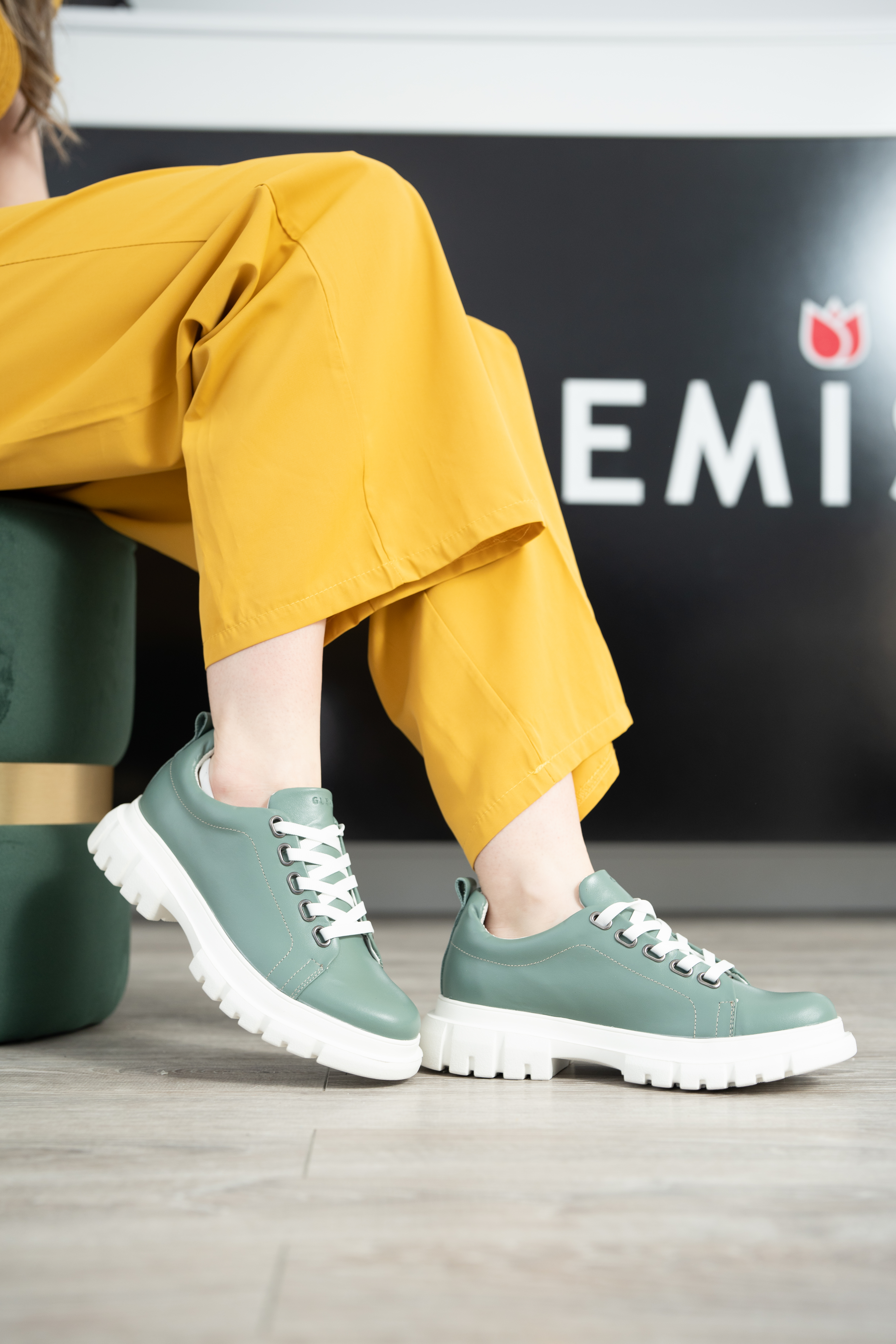 Pantofi casual dama, Glemis, piele naturala - Cod: 665, Culoare: Verde, Marime: 38