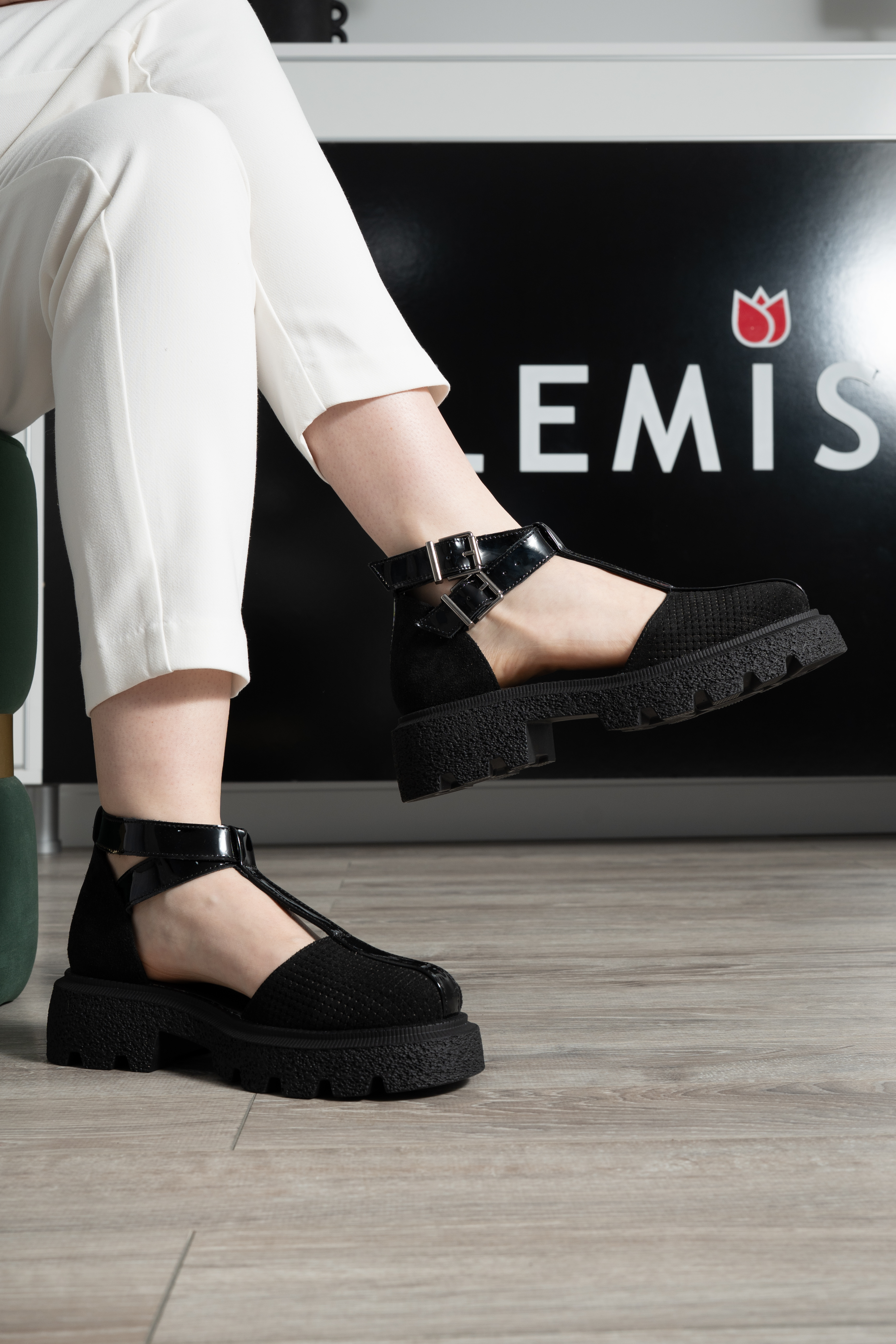 Sandale dama, Glemis, piele naturala - Model: IB-16850, Culoare: Negru, Numar: 38