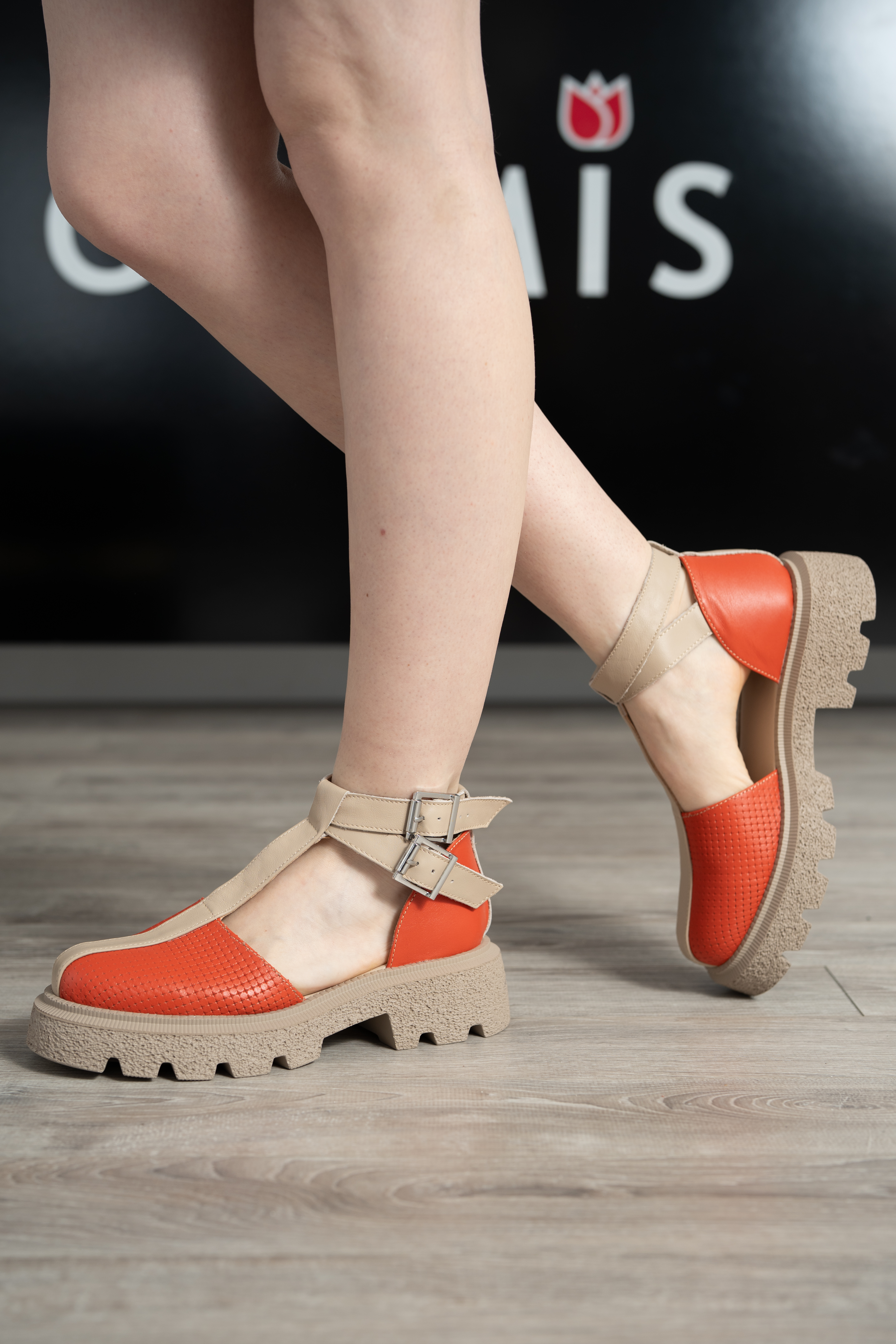 Sandale dama, Glemis, piele naturala - Model: IB-16850, Culoare: Portocaliu, Numar: 38