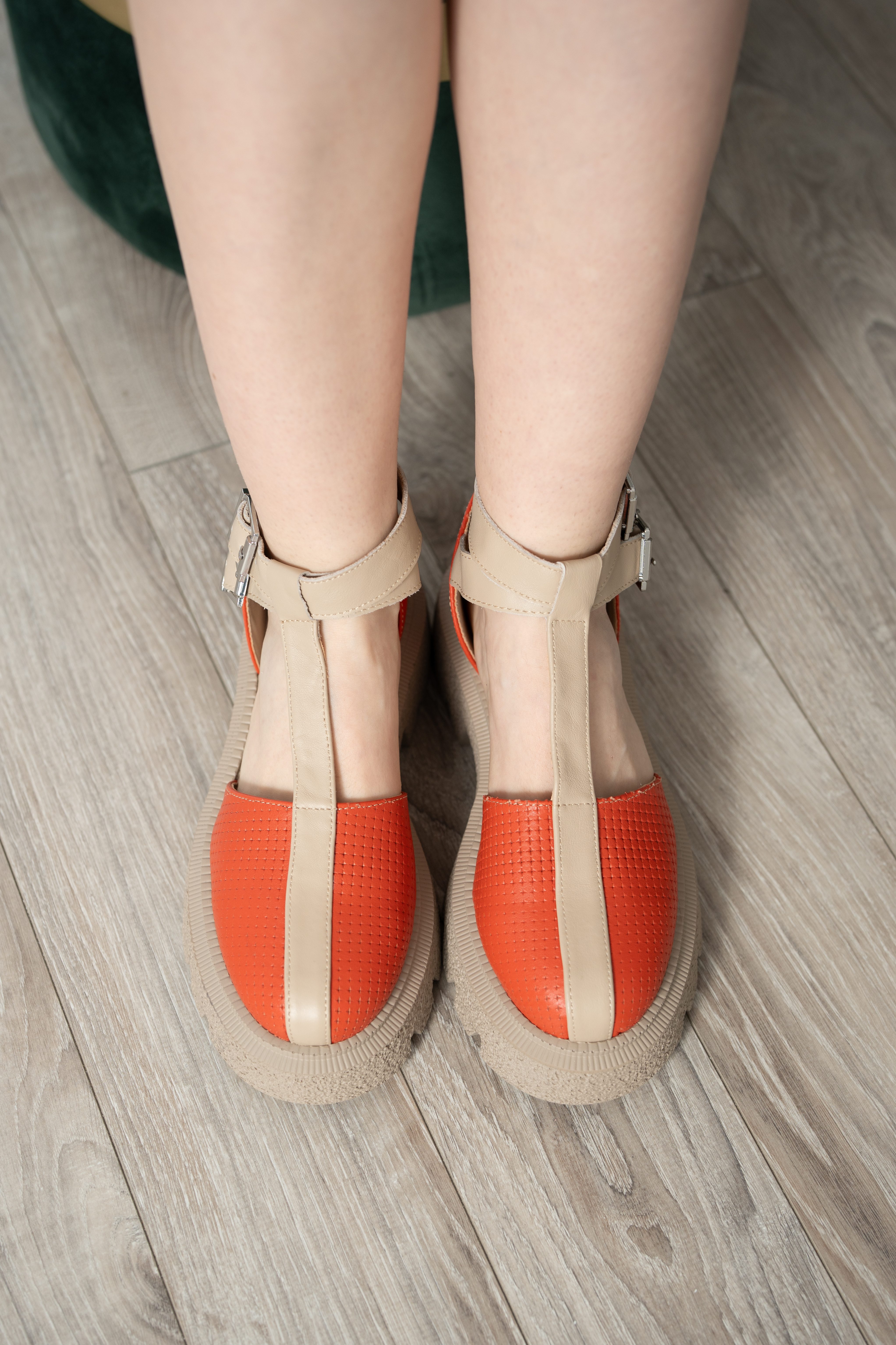 Sandale dama, Glemis, piele naturala - Model: IB-16850, Culoare: Portocaliu, Numar: 38