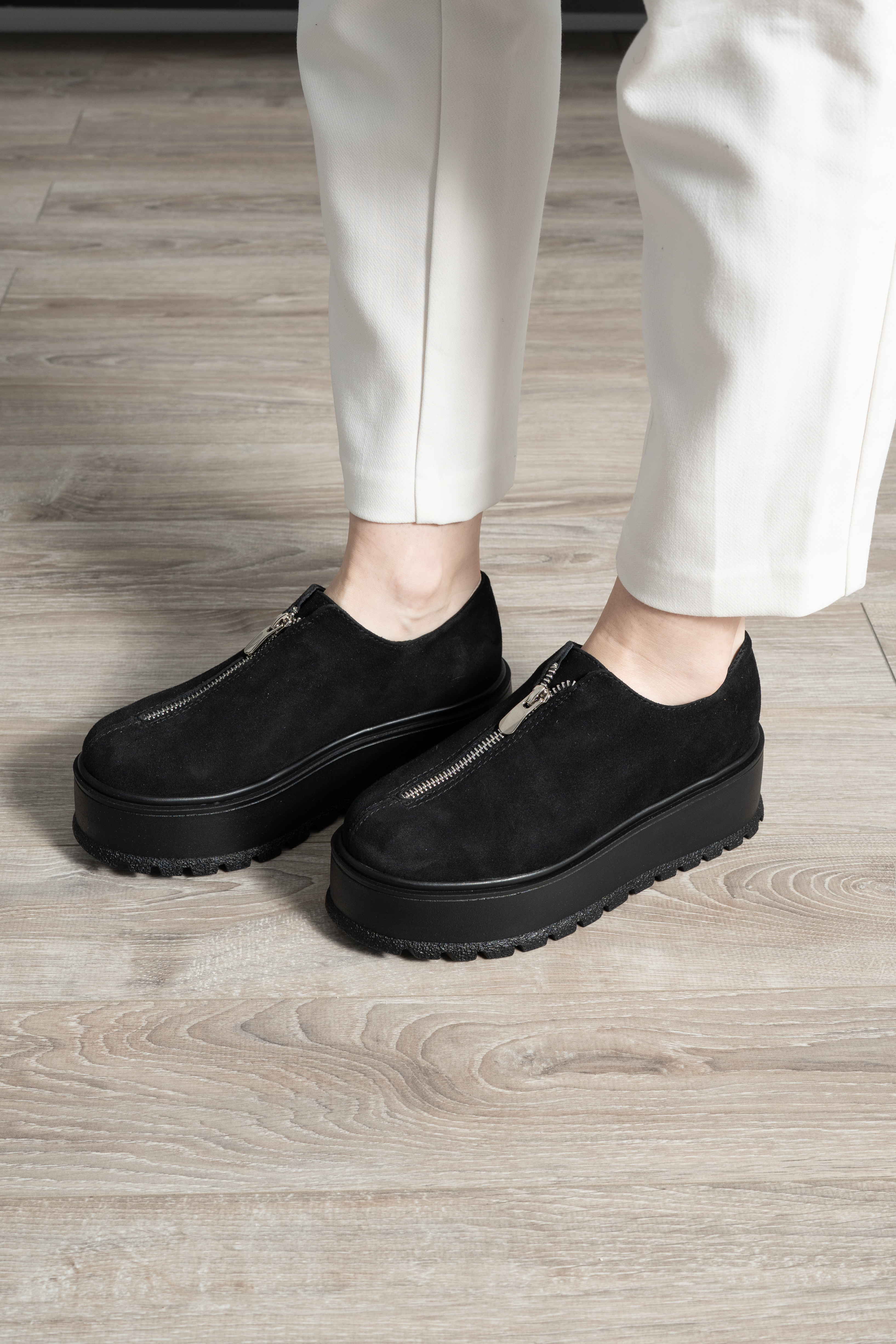 Pantofi casual dama, Glemis, piele naturala intoarsa - Model: IB-2275, Culoare: Negru velur, Marime: 38 (24.5 cm)