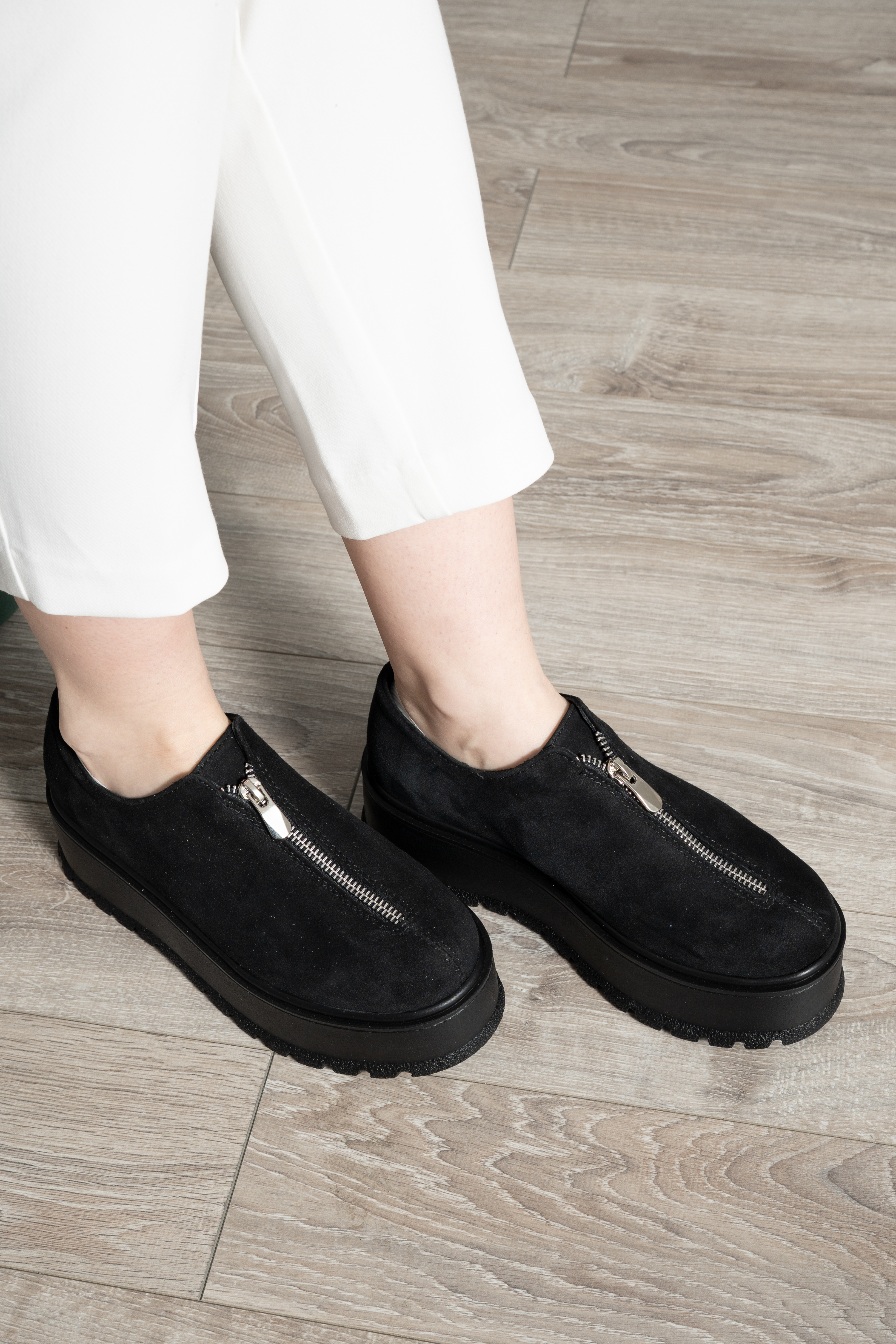 Pantofi casual dama, Glemis, piele naturala intoarsa - Model: IB-2275, Culoare: Negru velur, Marime: 38 (24.5 cm)