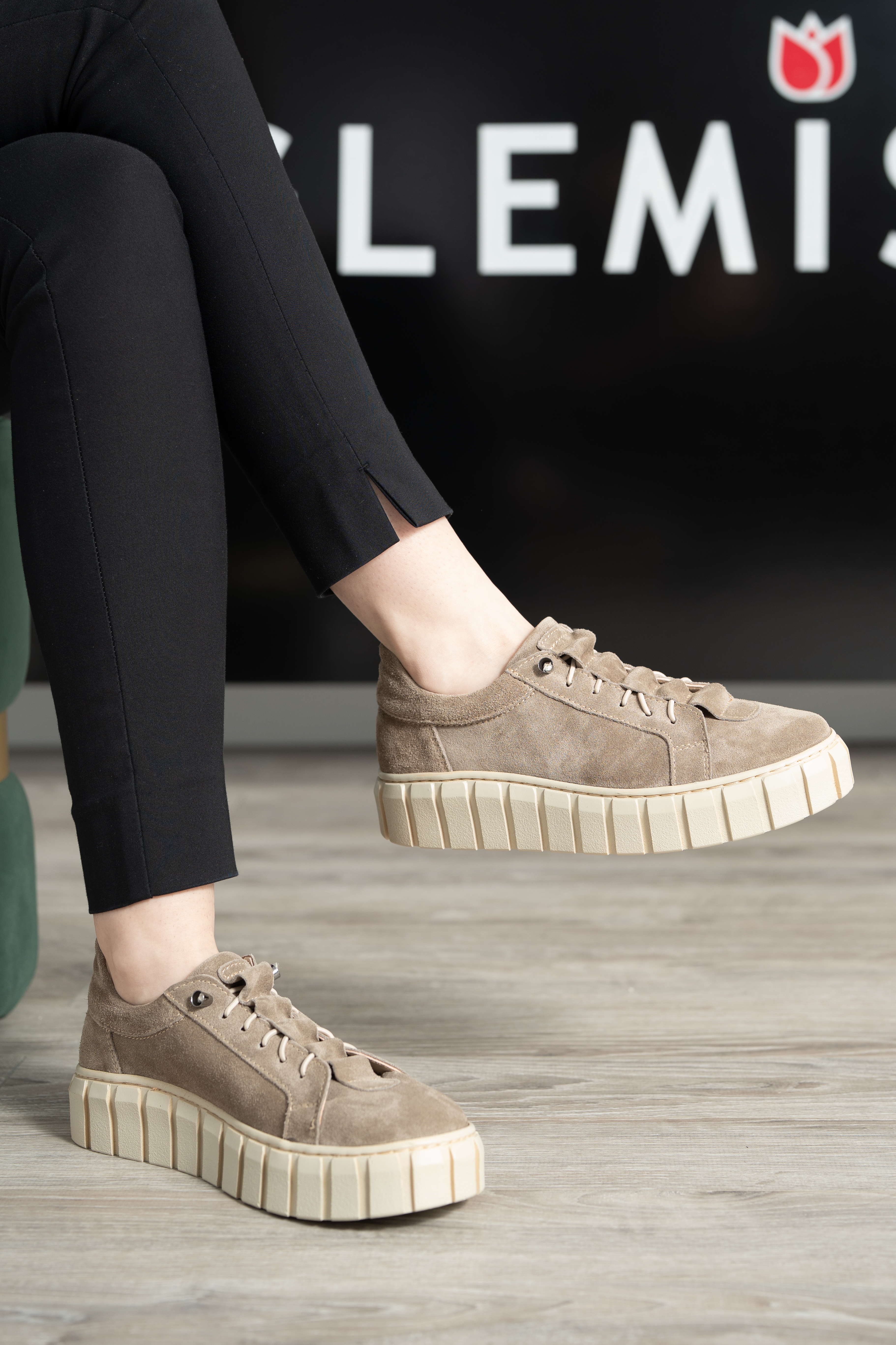 Pantofi dama calapod lat, Glemis, piele naturala - Cod: IB-2515, Culoare: Bej Velur, Marime: 38 (25 cm)