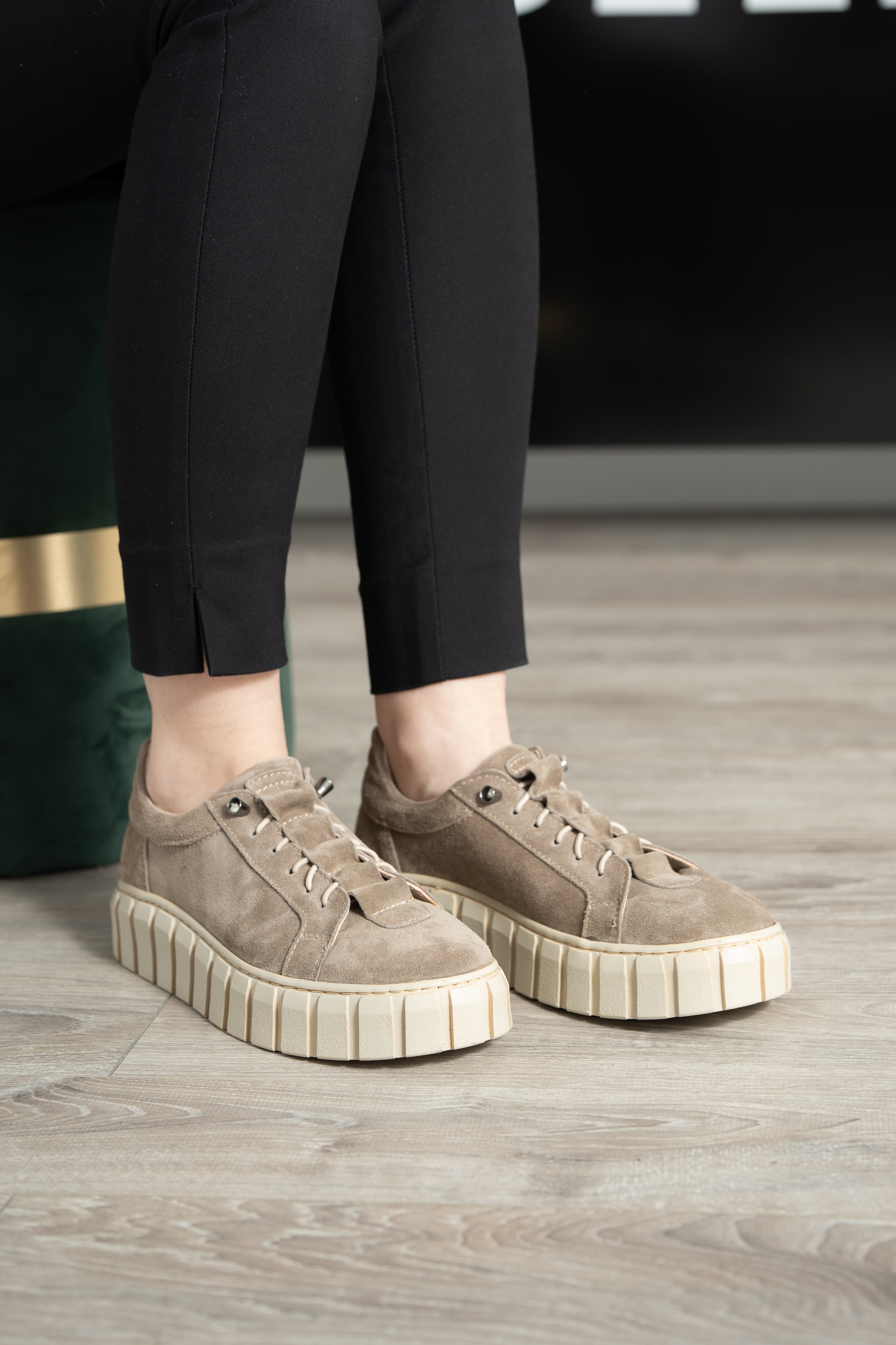 Pantofi dama calapod lat, Glemis, piele naturala - Cod: IB-2515, Culoare: Bej Velur, Marime: 38 (25 cm)