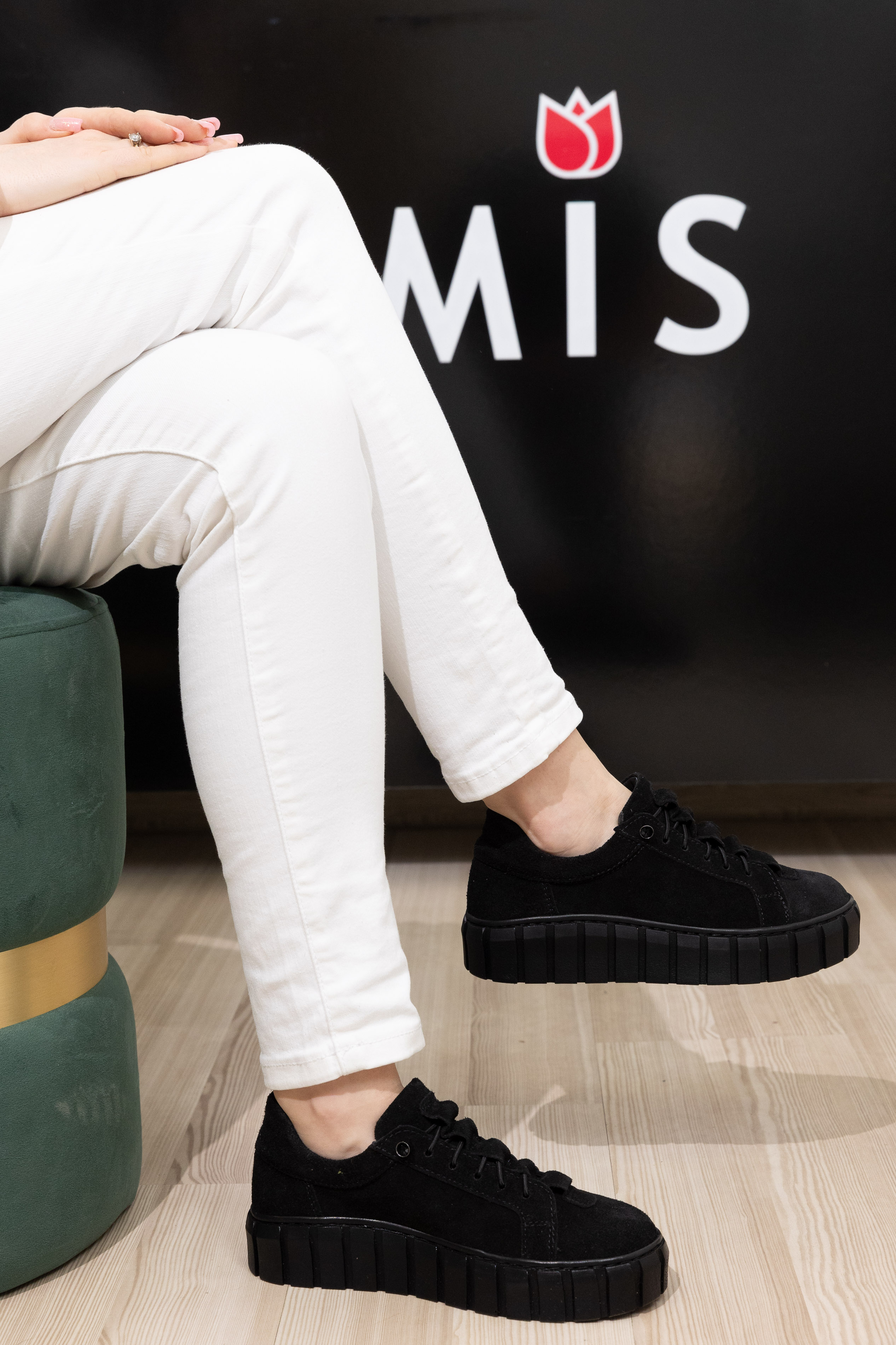 Pantofi dama calapod lat, Glemis, piele naturala - Cod: IB-2515, Culoare: Negru Velur, Marime: 38 (25 cm)