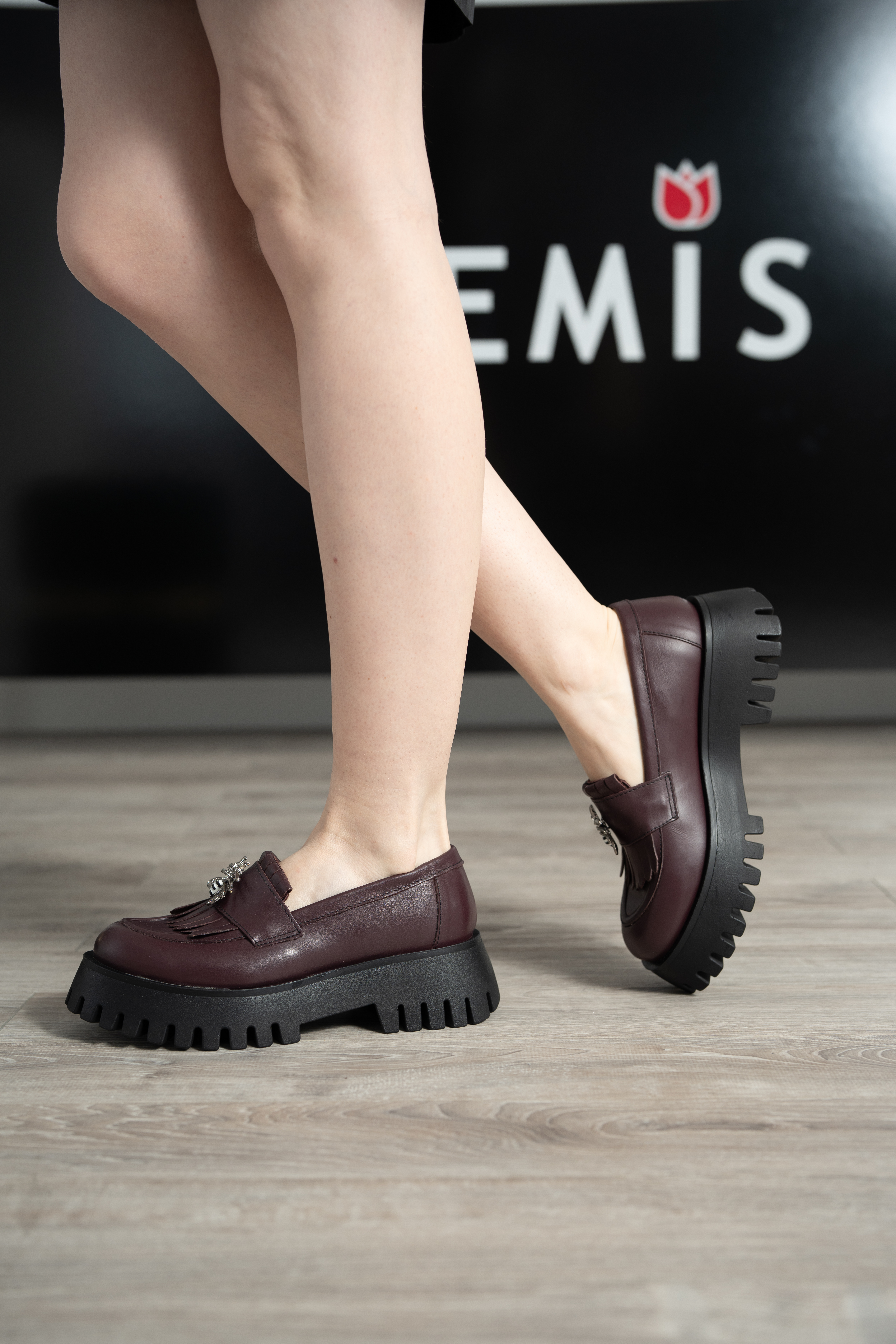 Mocasini dama, Glemis, piele naturala - Model: IB-2610, Culoare: Bordo, Marime: 38 (25 cm)