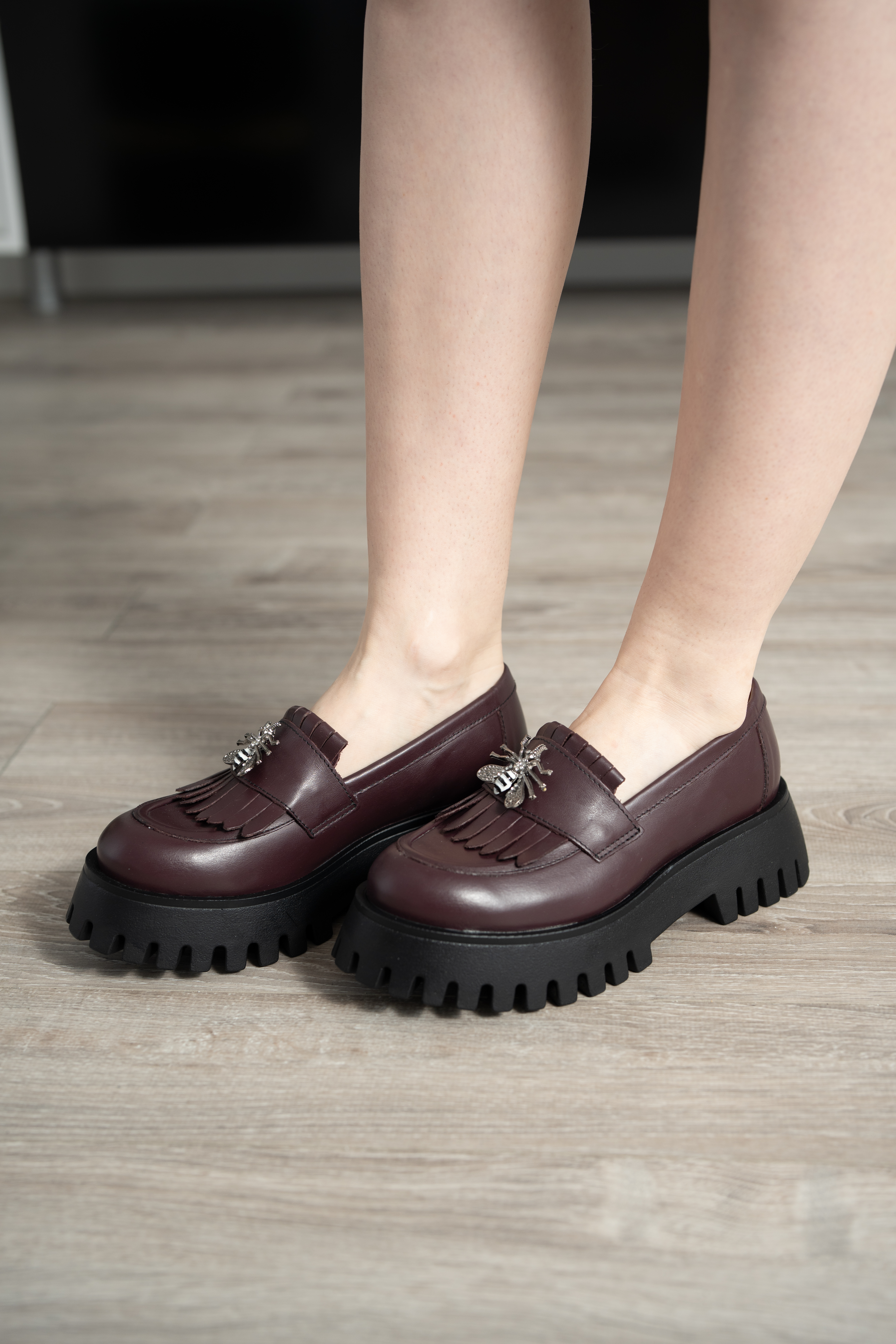 Mocasini dama, Glemis, piele naturala - Model: IB-2610, Culoare: Bordo, Marime: 38 (25 cm)