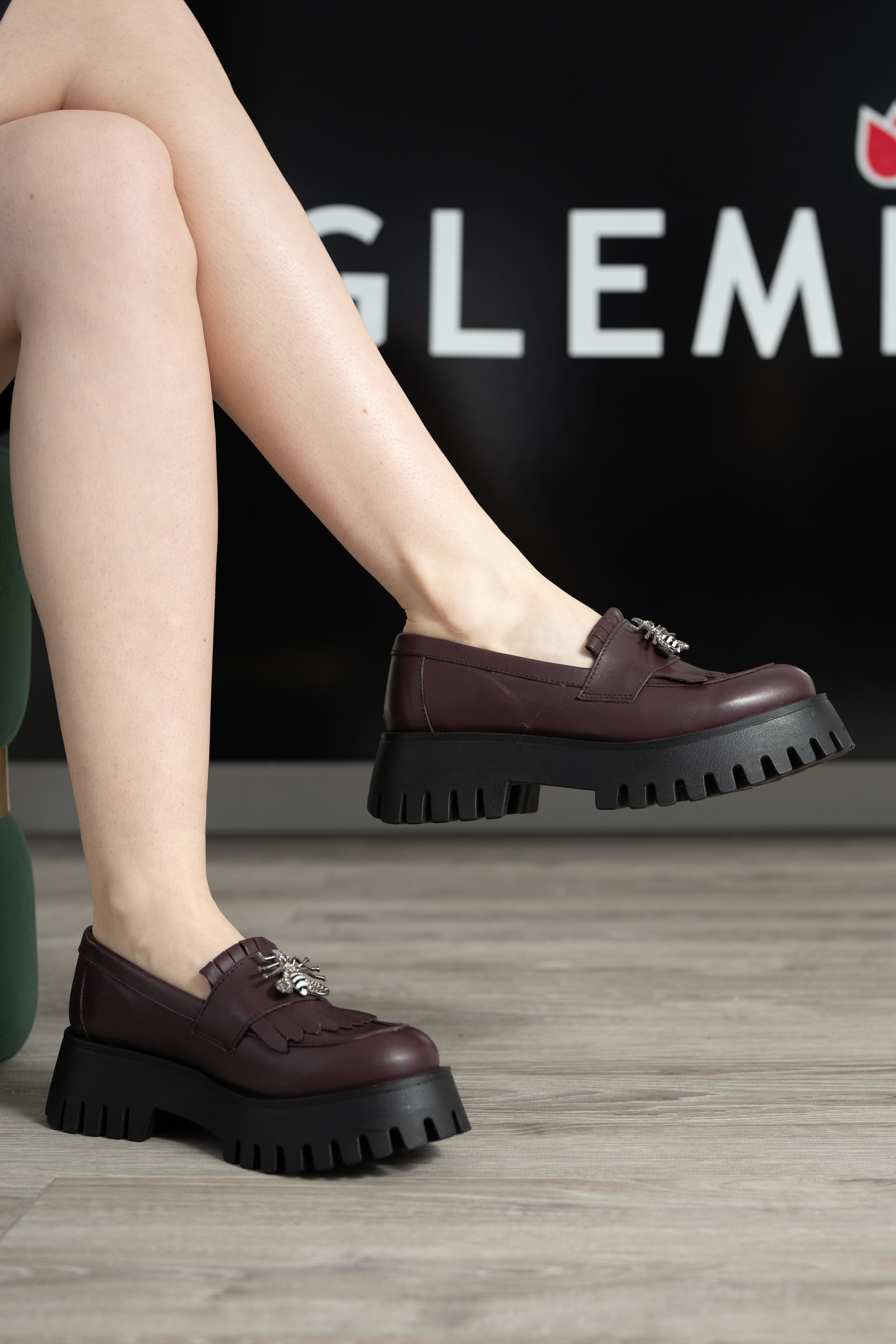 Mocasini dama, Glemis, piele naturala - Model: IB-2610, Culoare: Bordo, Marime: 38 (25 cm)
