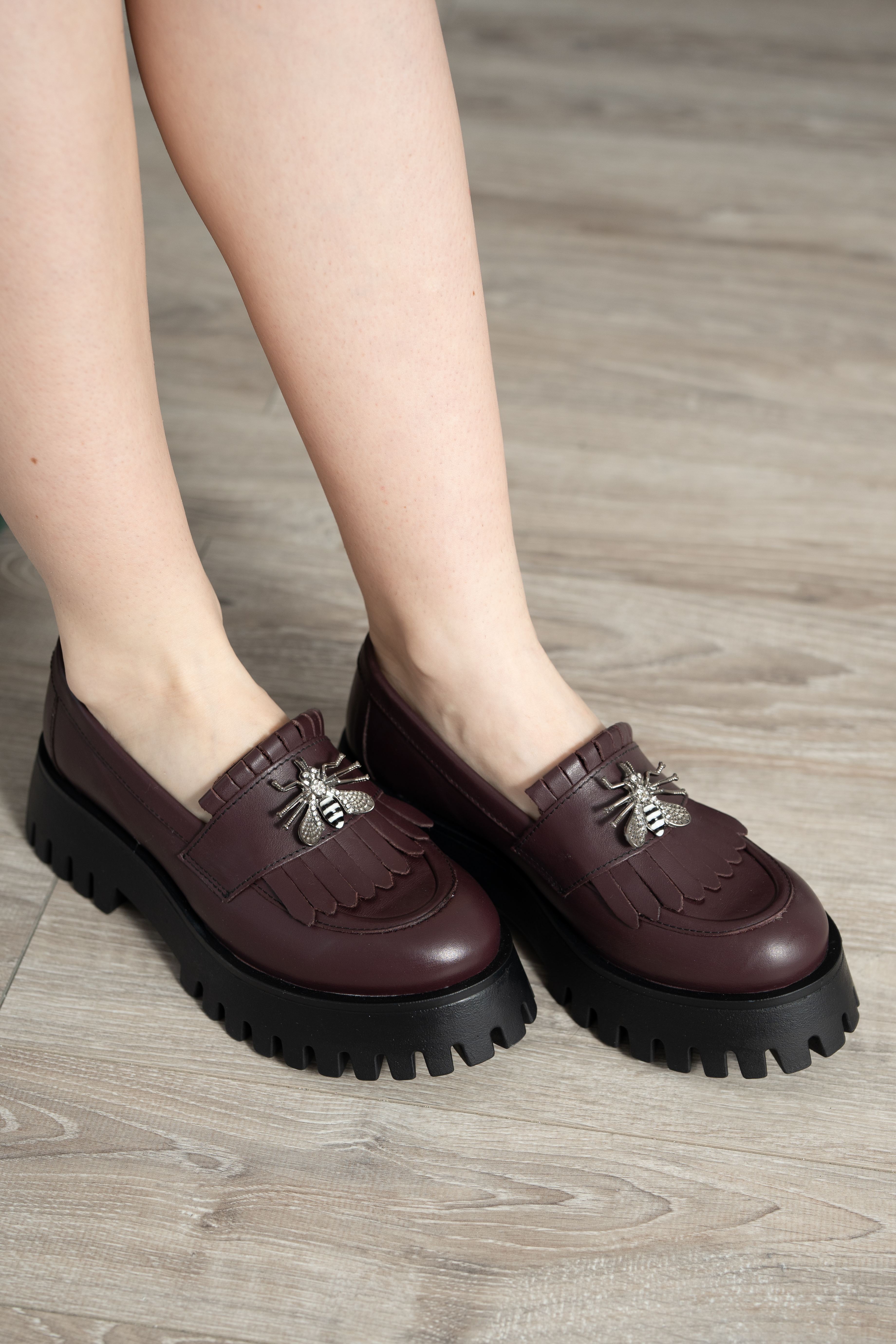 Mocasini dama, Glemis, piele naturala - Model: IB-2610, Culoare: Bordo, Marime: 38 (25 cm)
