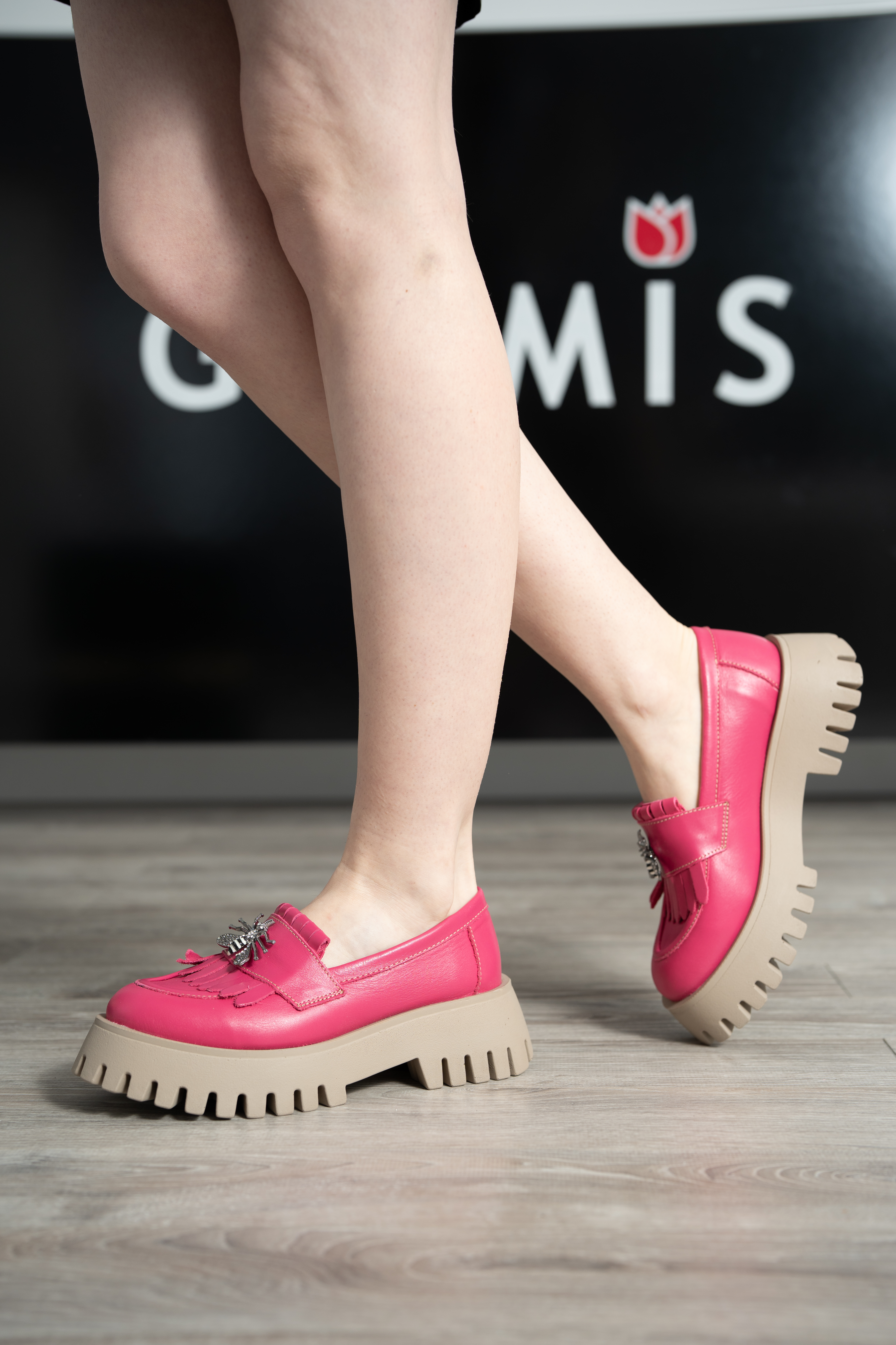Mocasini dama, Glemis, piele naturala - Model: IB-2610, Culoare: Roz, Marime: 38 (25 cm)