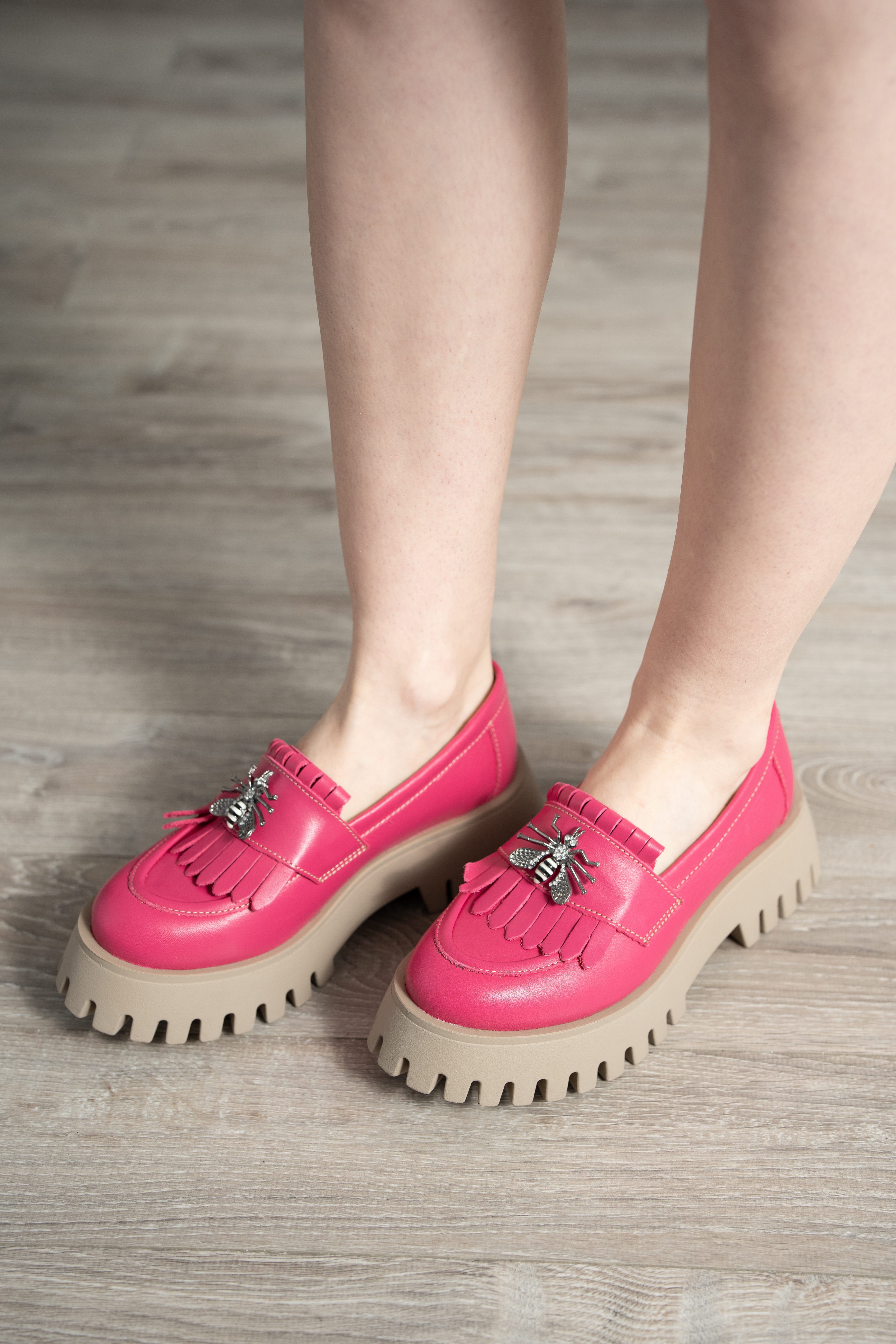 Mocasini dama, Glemis, piele naturala - Model: IB-2610, Culoare: Roz, Marime: 38 (25 cm)