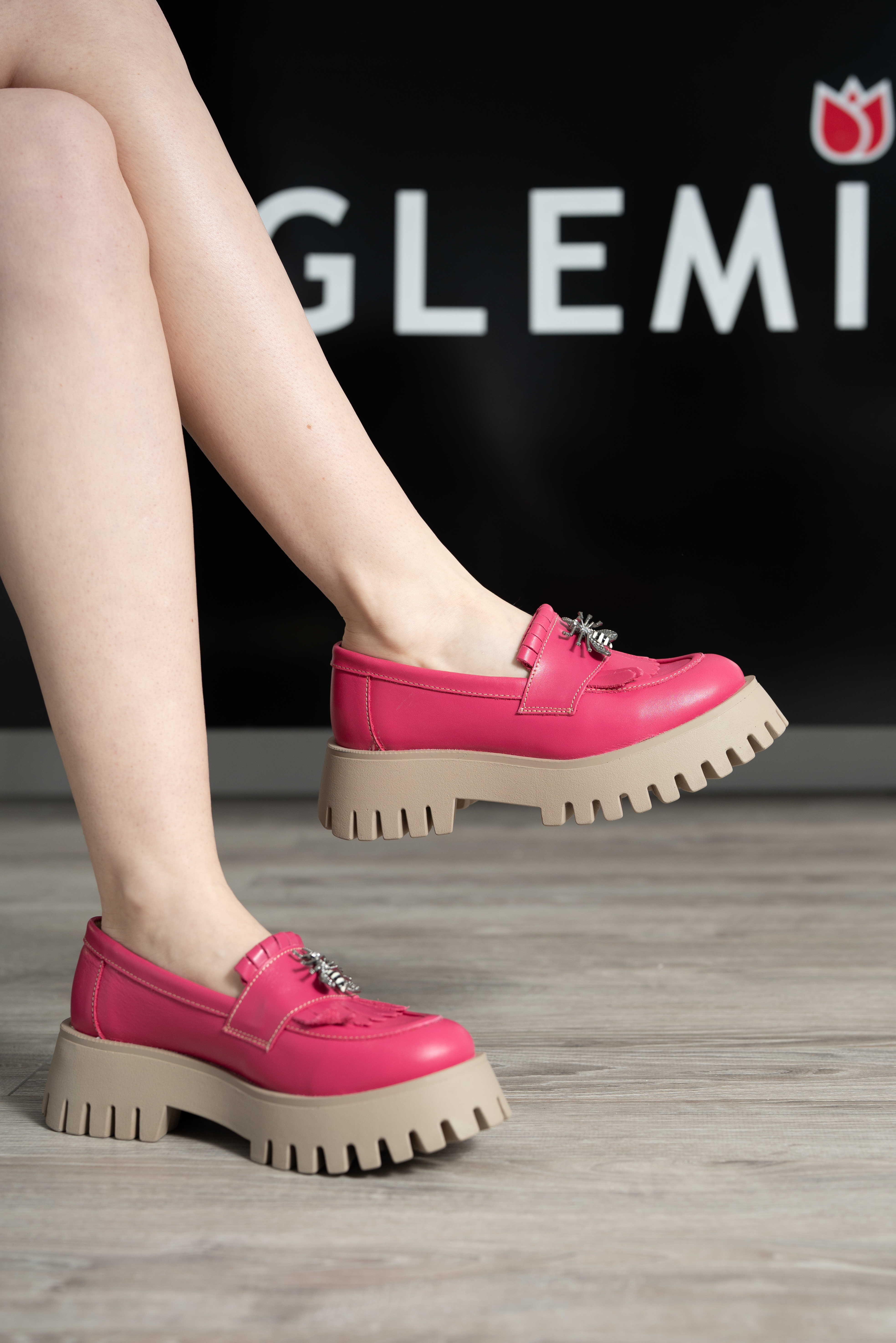 Mocasini dama, Glemis, piele naturala - Model: IB-2610, Culoare: Roz, Marime: 38 (25 cm)