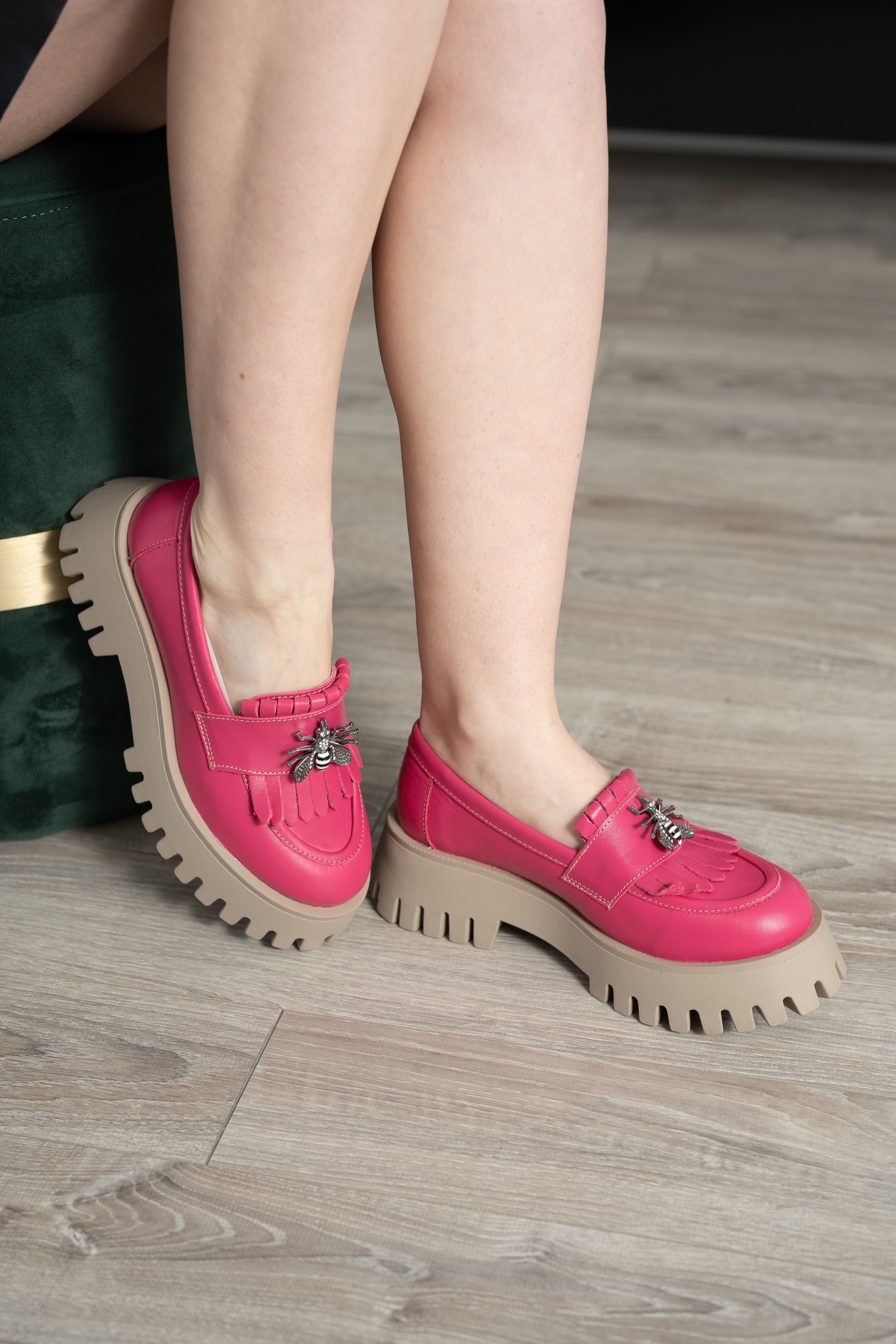 Mocasini dama, Glemis, piele naturala - Model: IB-2610, Culoare: Roz, Marime: 38 (25 cm)