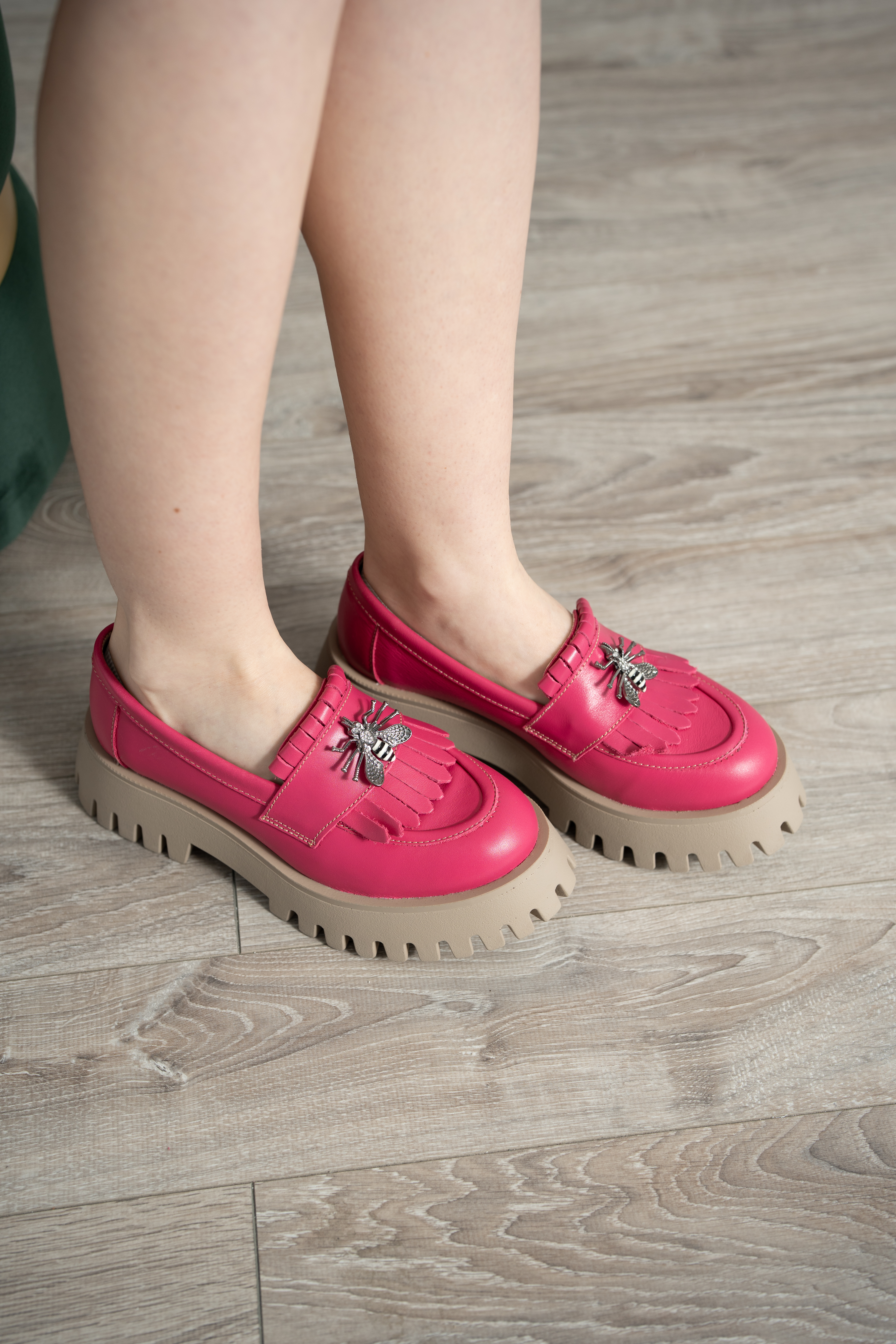 Mocasini dama, Glemis, piele naturala - Model: IB-2610, Culoare: Roz, Marime: 38 (25 cm)