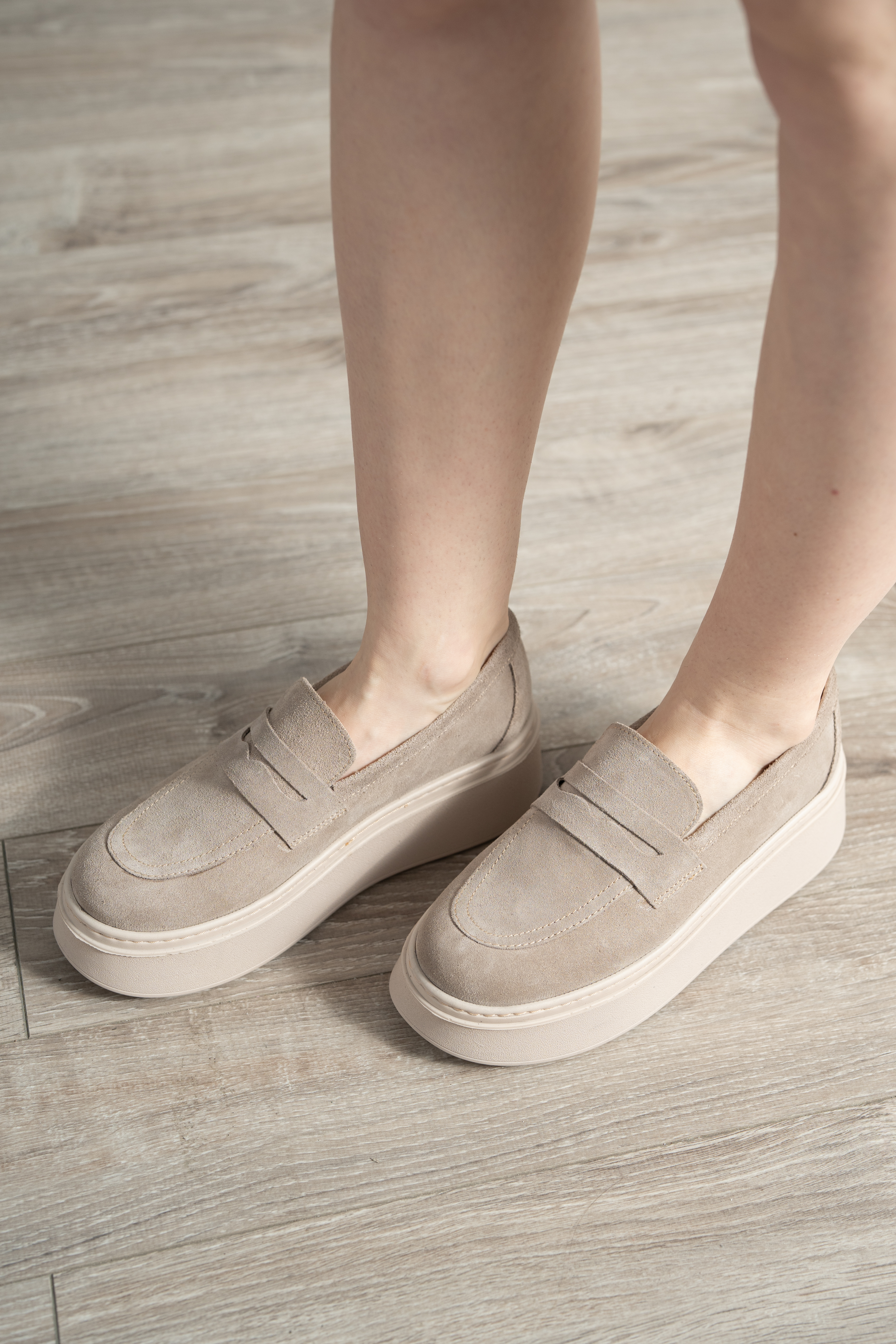 Pantofi casual dama, Glemis, piele naturala intoarsa - Model: IB-2630, Culoare: Bej, Marime: 38 (25 cm)