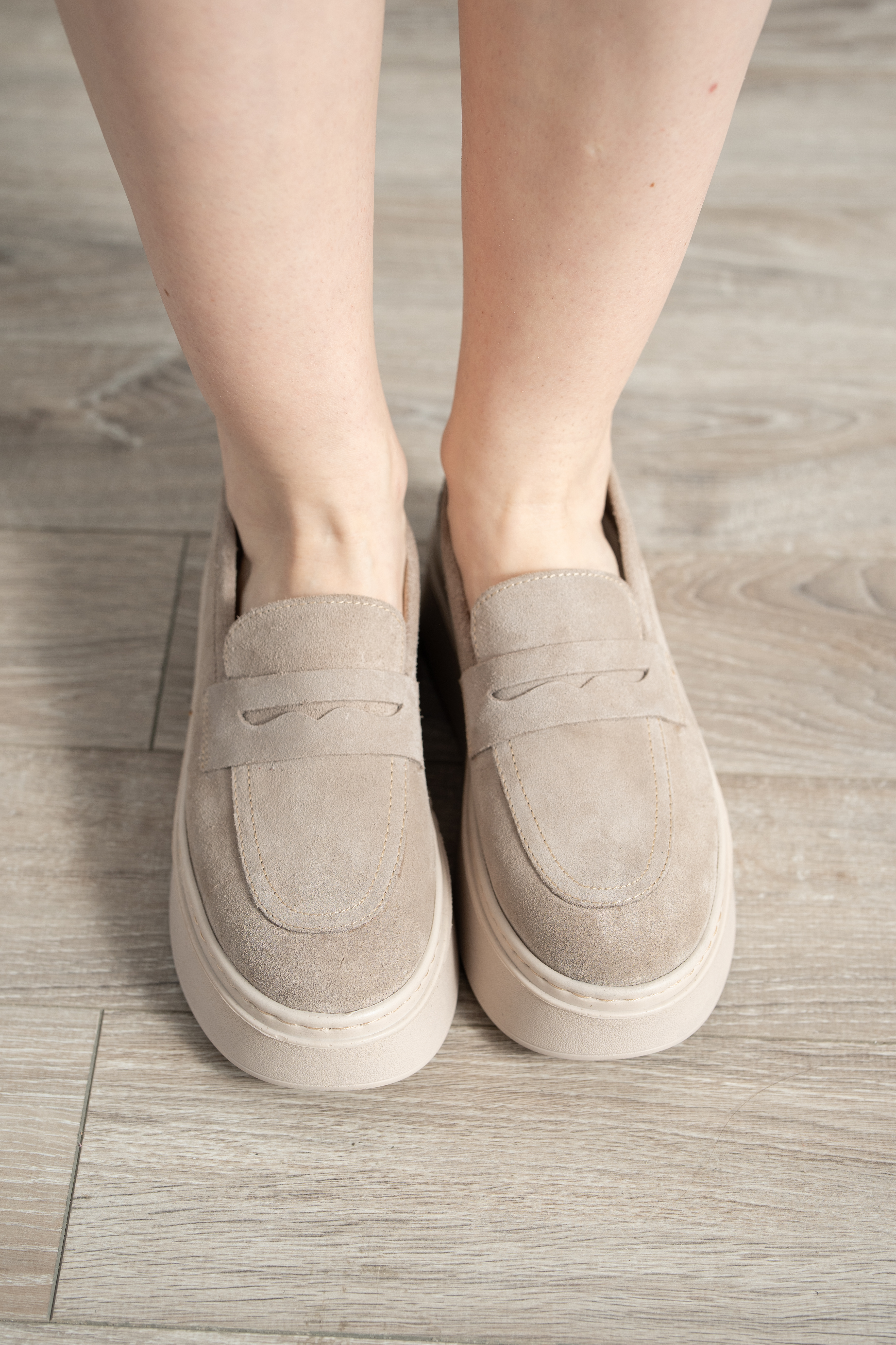 Pantofi casual dama, Glemis, piele naturala intoarsa - Model: IB-2630, Culoare: Bej, Marime: 38 (25 cm)
