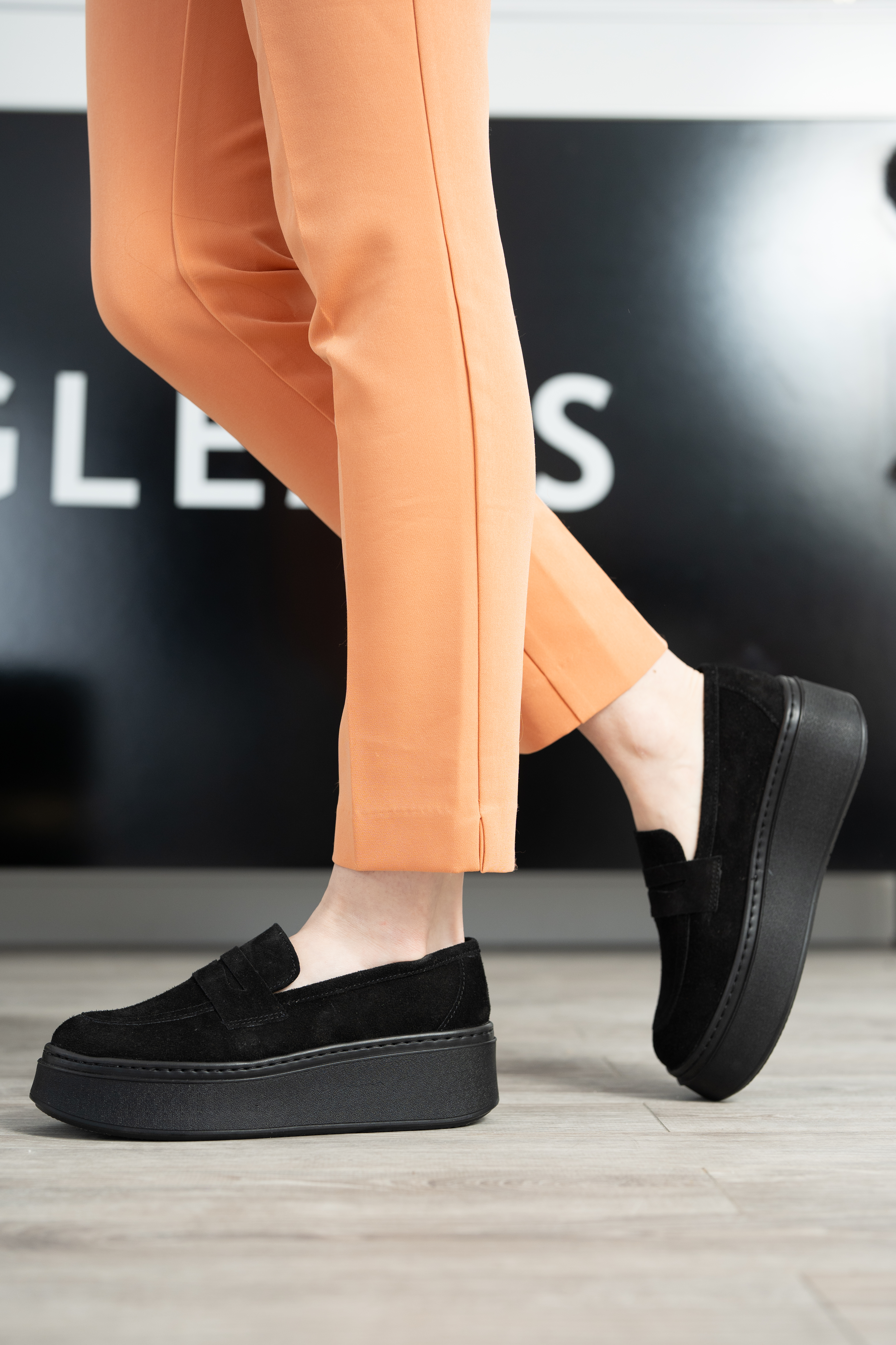 Pantofi casual dama, Glemis, piele naturala intoarsa - Model: IB-2630, Culoare: Negru, Marime: 38 (25 cm)