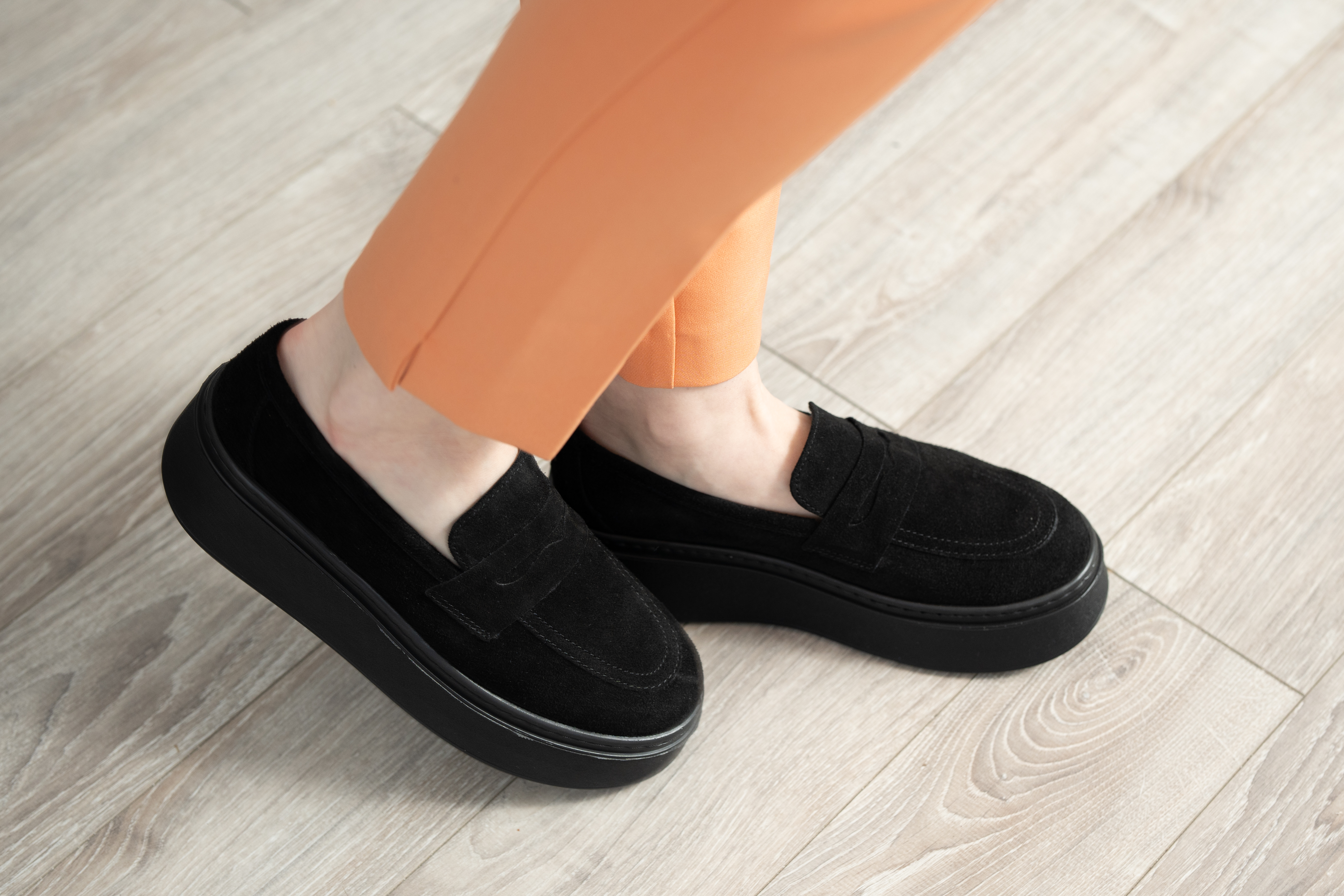 Pantofi casual dama, Glemis, piele naturala intoarsa - Model: IB-2630, Culoare: Negru, Marime: 38 (25 cm)