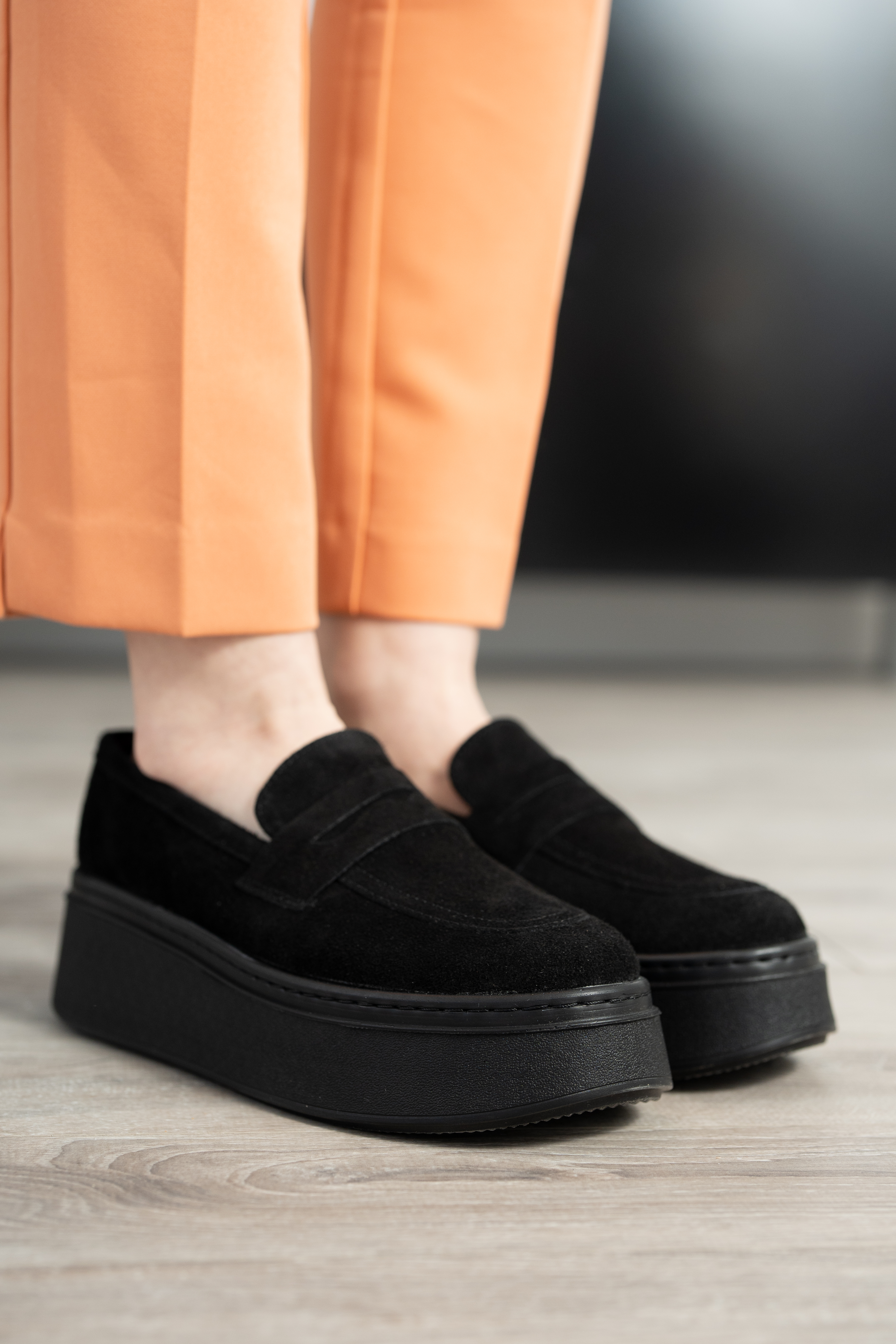 Pantofi casual dama, Glemis, piele naturala intoarsa - Model: IB-2630, Culoare: Negru, Marime: 38 (25 cm)