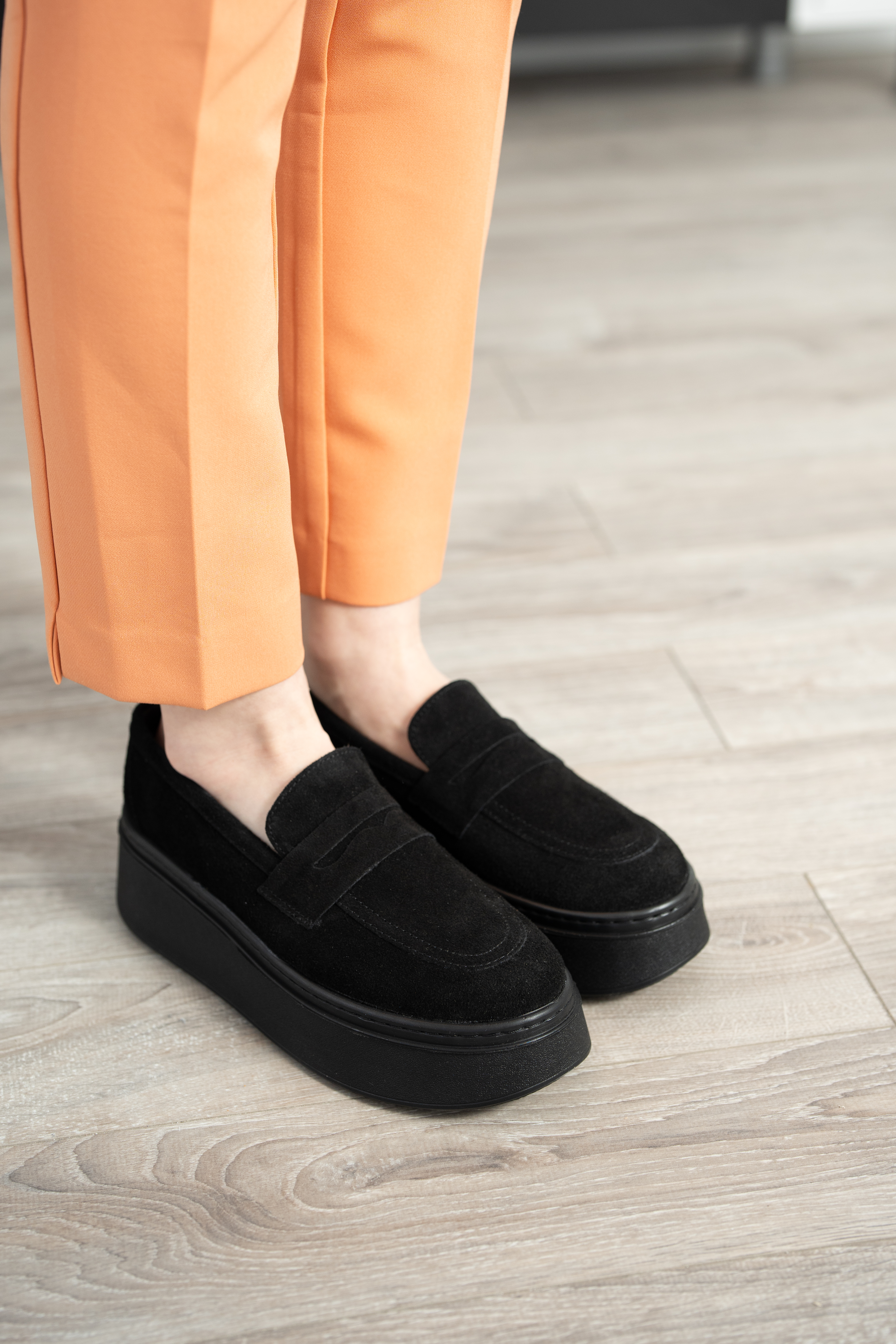Pantofi casual dama, Glemis, piele naturala intoarsa - Model: IB-2630, Culoare: Negru, Marime: 38 (25 cm)