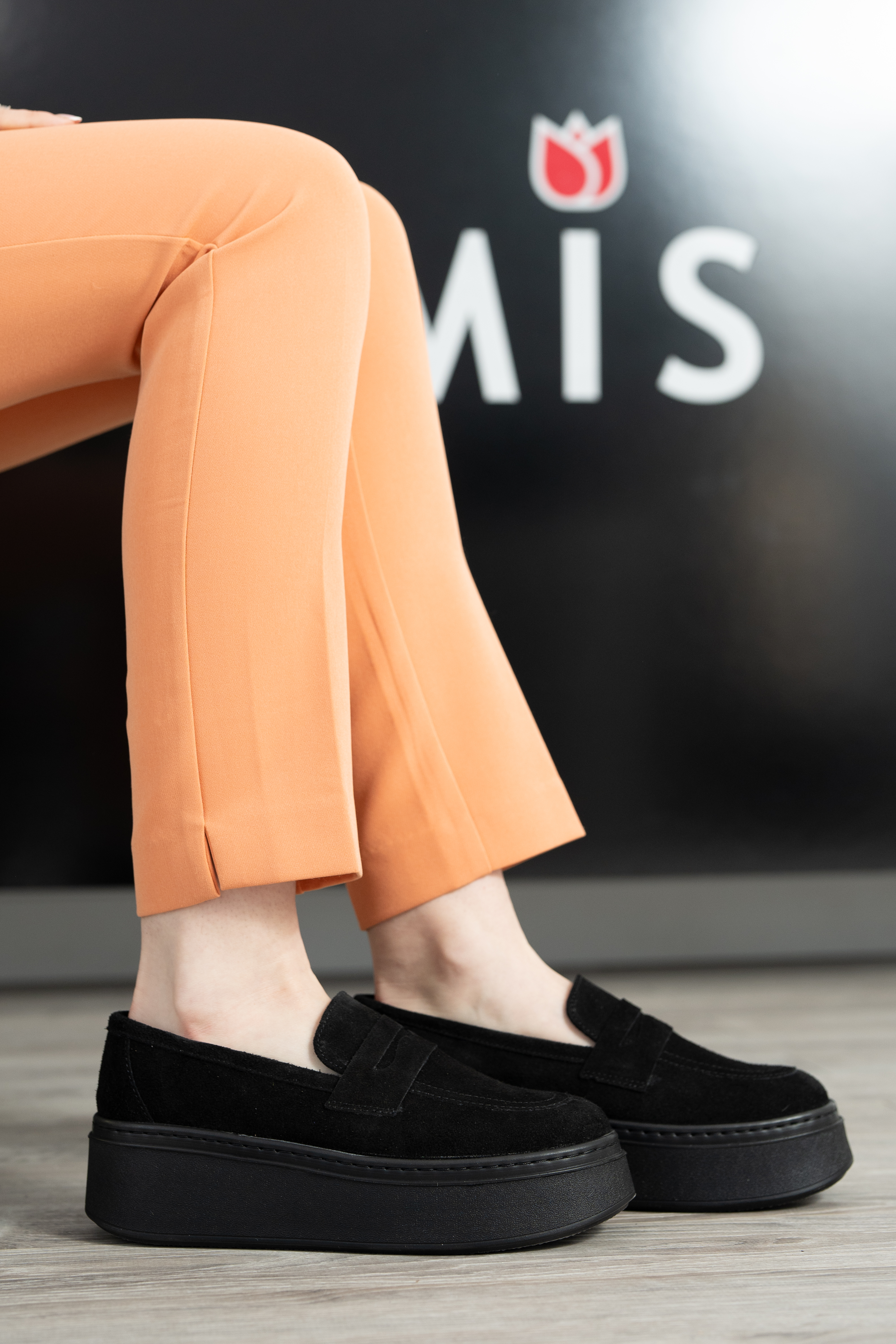 Pantofi casual dama, Glemis, piele naturala intoarsa - Model: IB-2630, Culoare: Negru, Marime: 38 (25 cm)