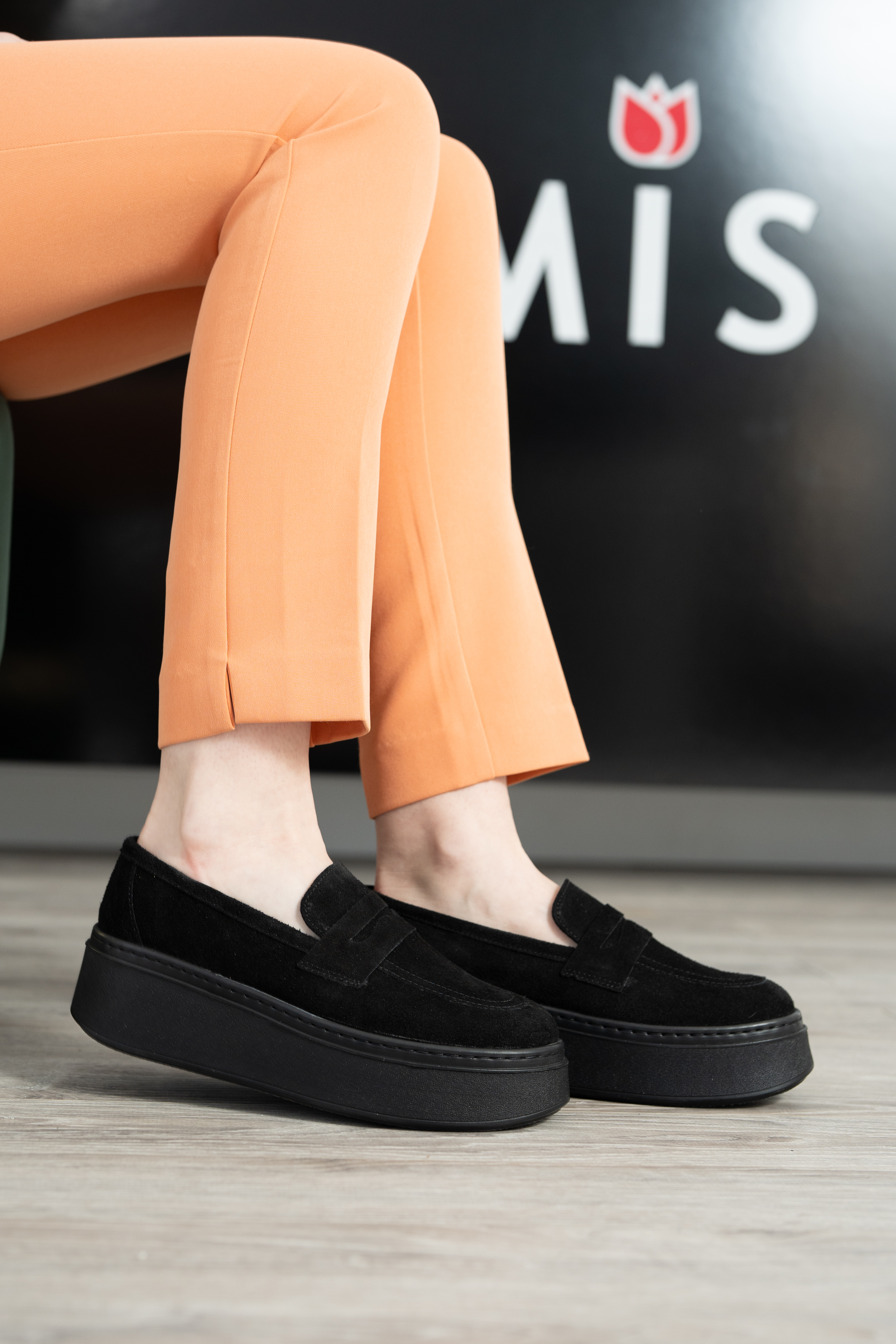 Pantofi casual dama, Glemis, piele naturala intoarsa - Model: IB-2630, Culoare: Negru, Marime: 38 (25 cm)