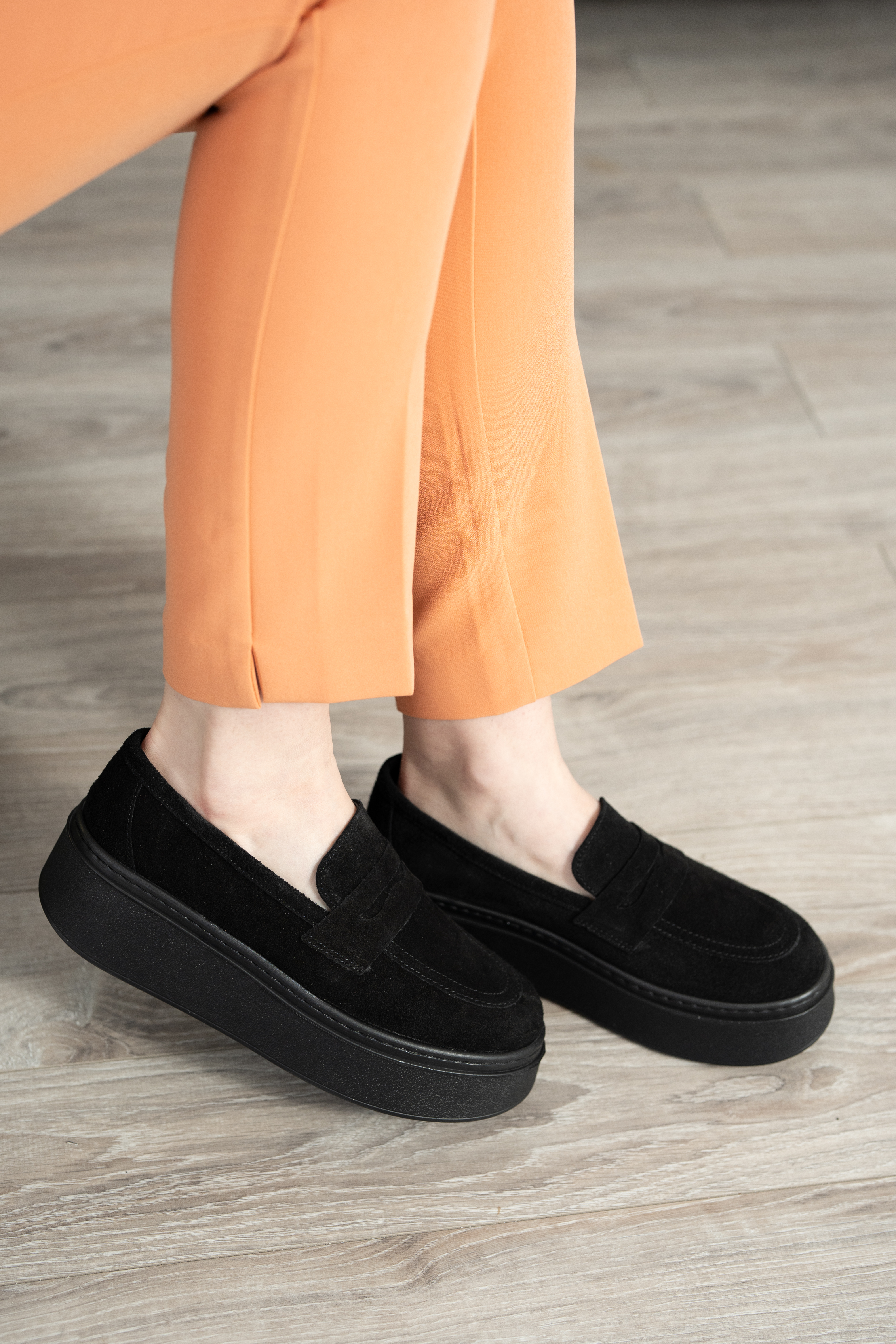 Pantofi casual dama, Glemis, piele naturala intoarsa - Model: IB-2630, Culoare: Negru, Marime: 38 (25 cm)