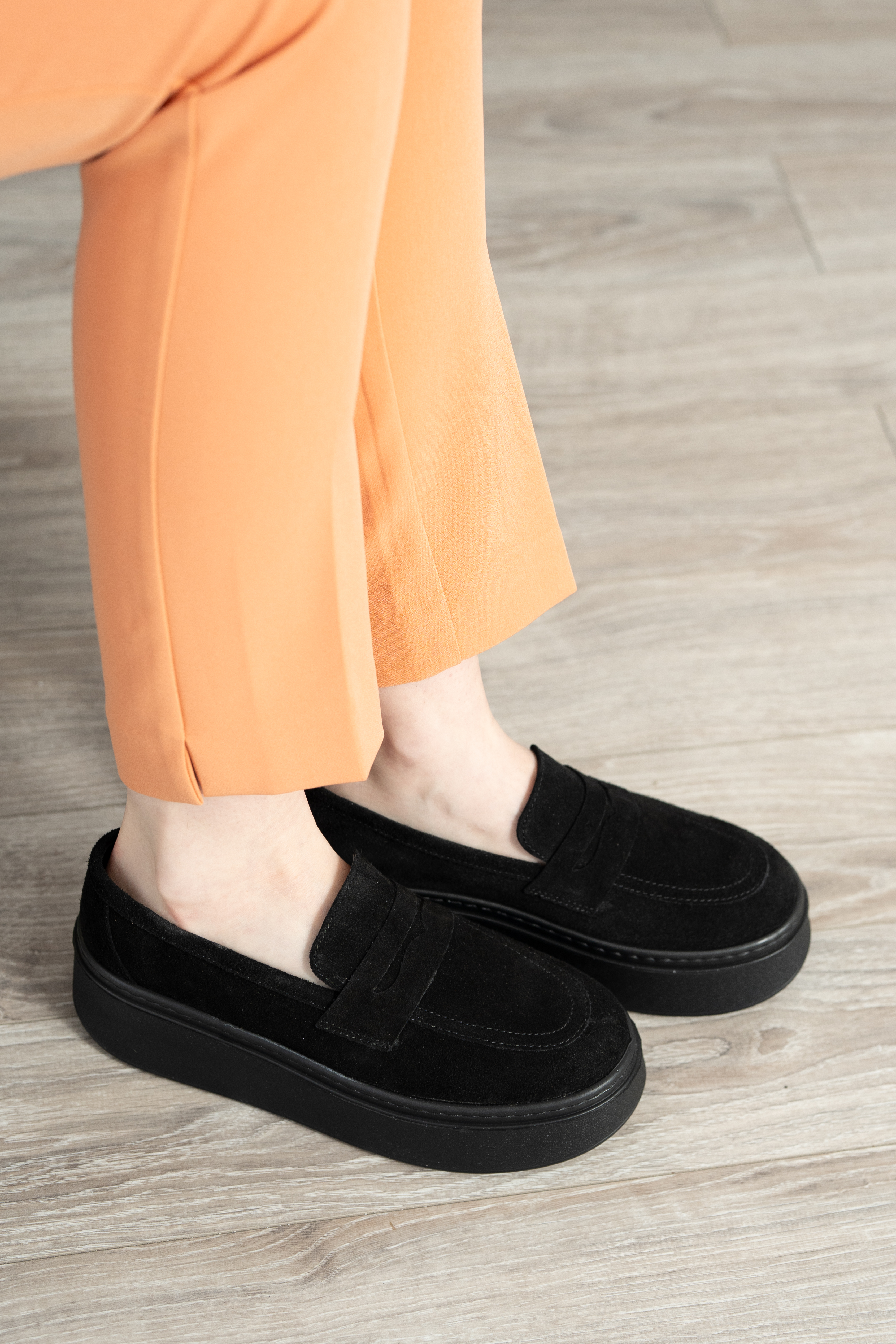 Pantofi casual dama, Glemis, piele naturala intoarsa - Model: IB-2630, Culoare: Negru, Marime: 38 (25 cm)