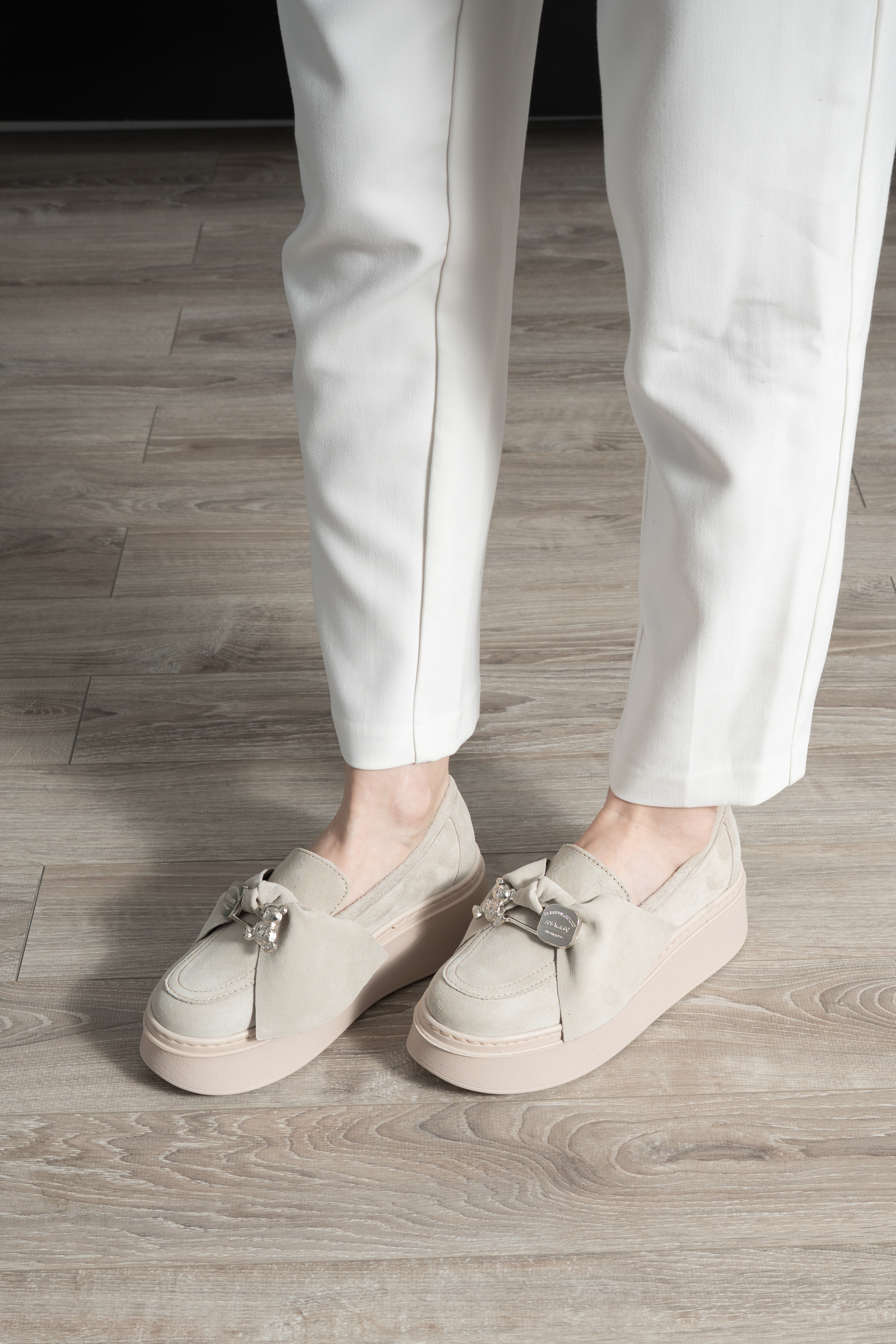 Pantofi dama, Glemis, piele naturala intoarsa - Model: IB-2635, Culoare: Bej, Marime: 38 (25 cm)