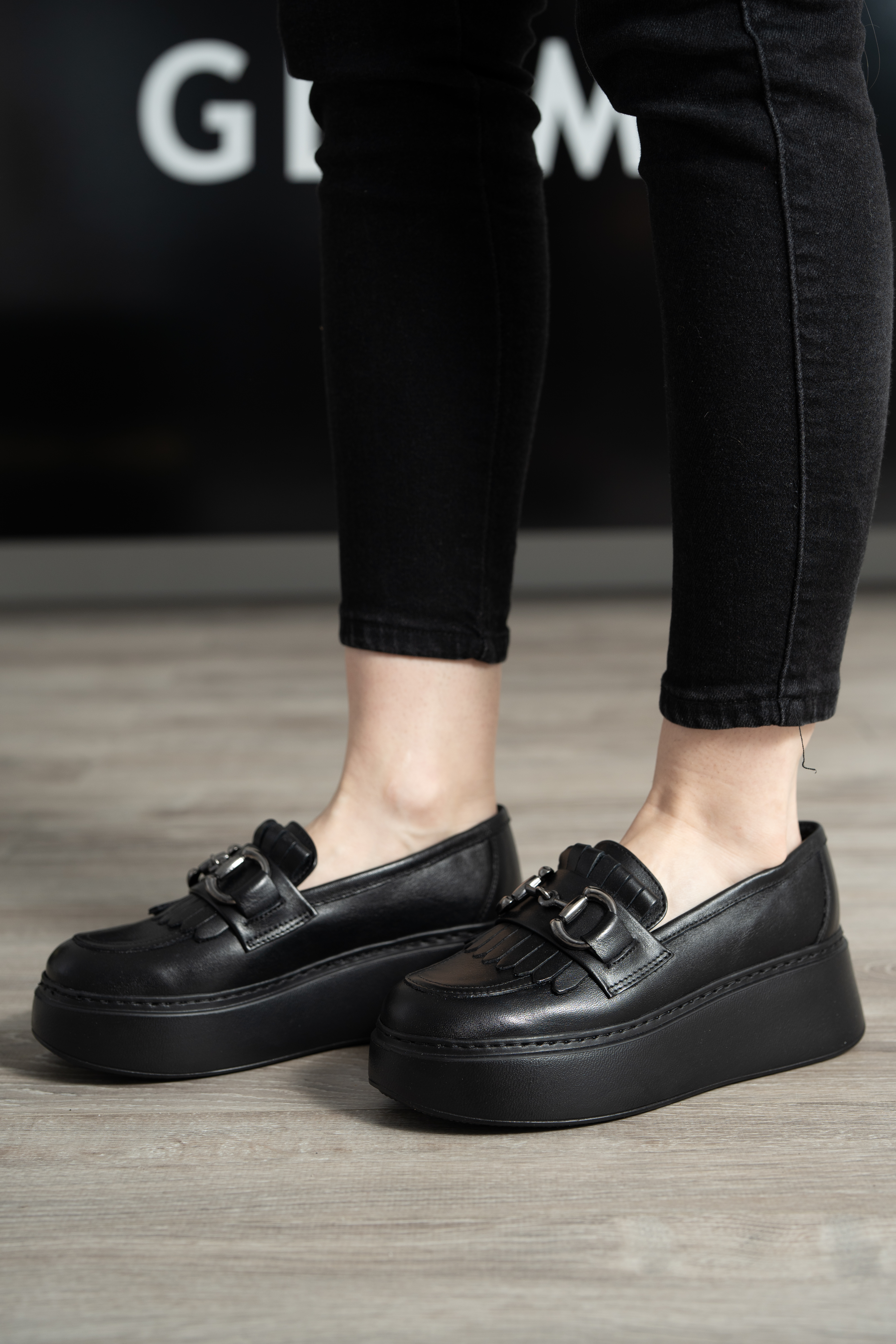 Pantofi casual dama, Glemis, piele naturala - Model: IB-2640, Culoare: Negru, Marime: 38 (25 cm)
