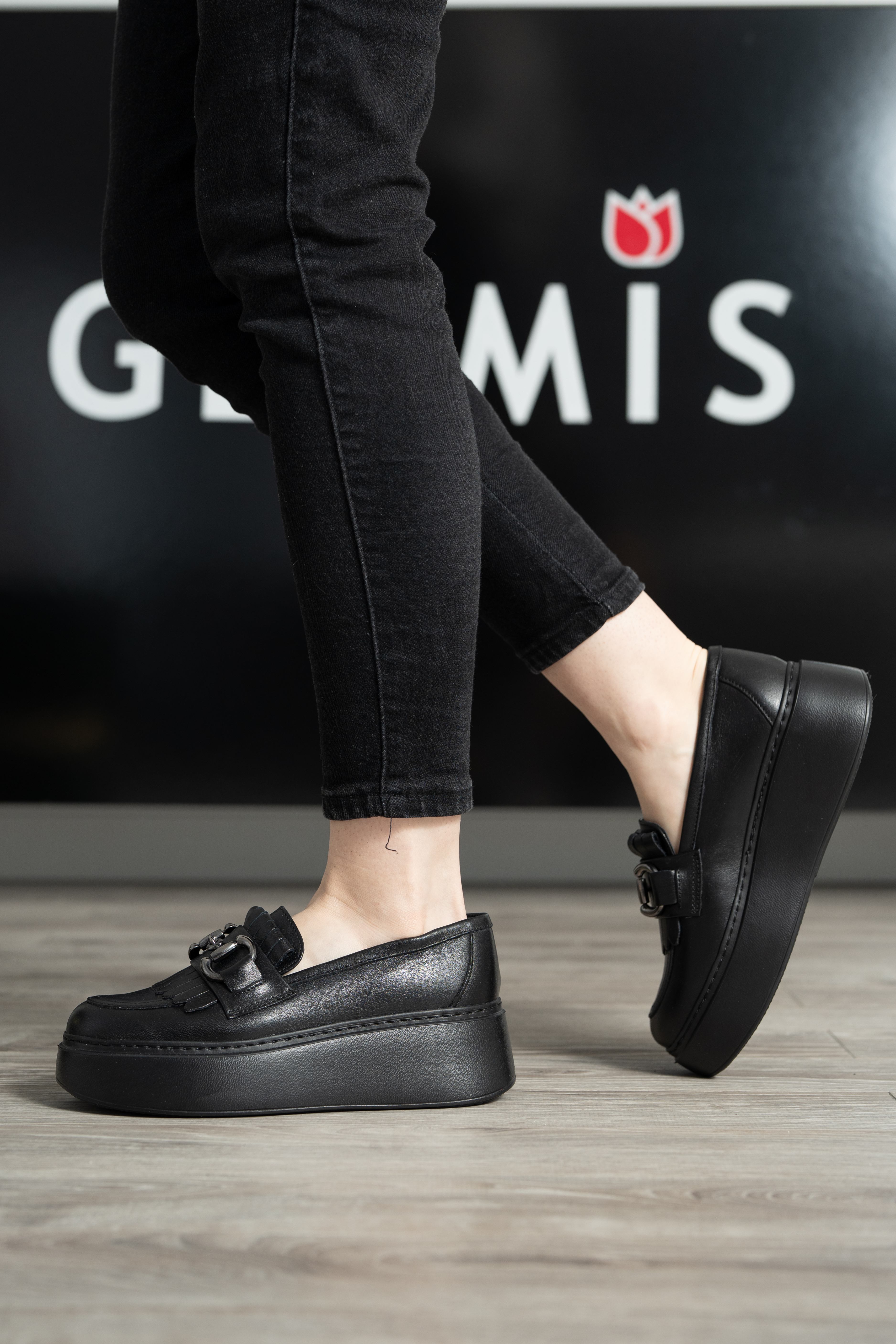 Pantofi casual dama, Glemis, piele naturala - Model: IB-2640, Culoare: Negru, Marime: 38 (25 cm)