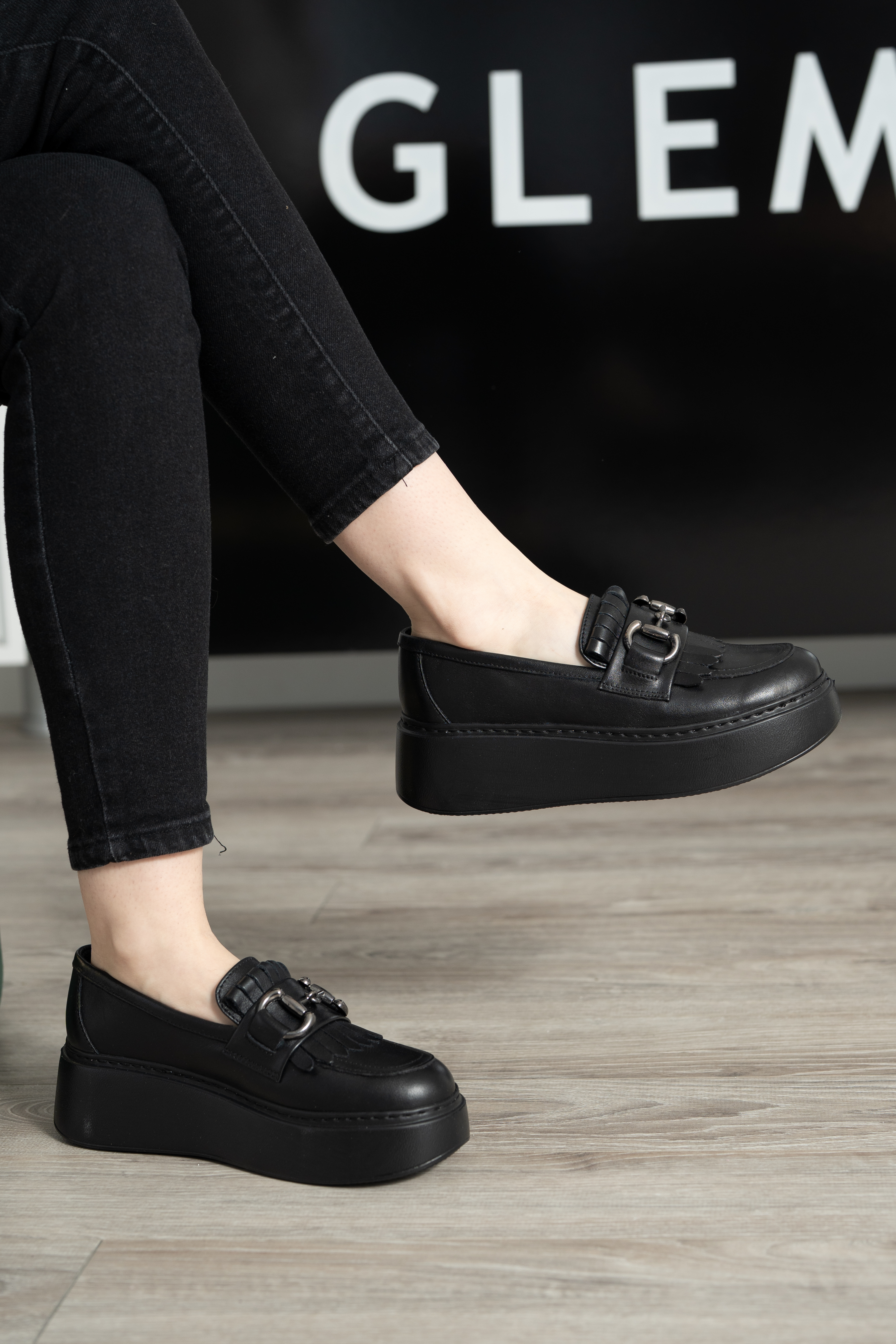 Pantofi casual dama, Glemis, piele naturala - Model: IB-2640, Culoare: Negru, Marime: 38 (25 cm)