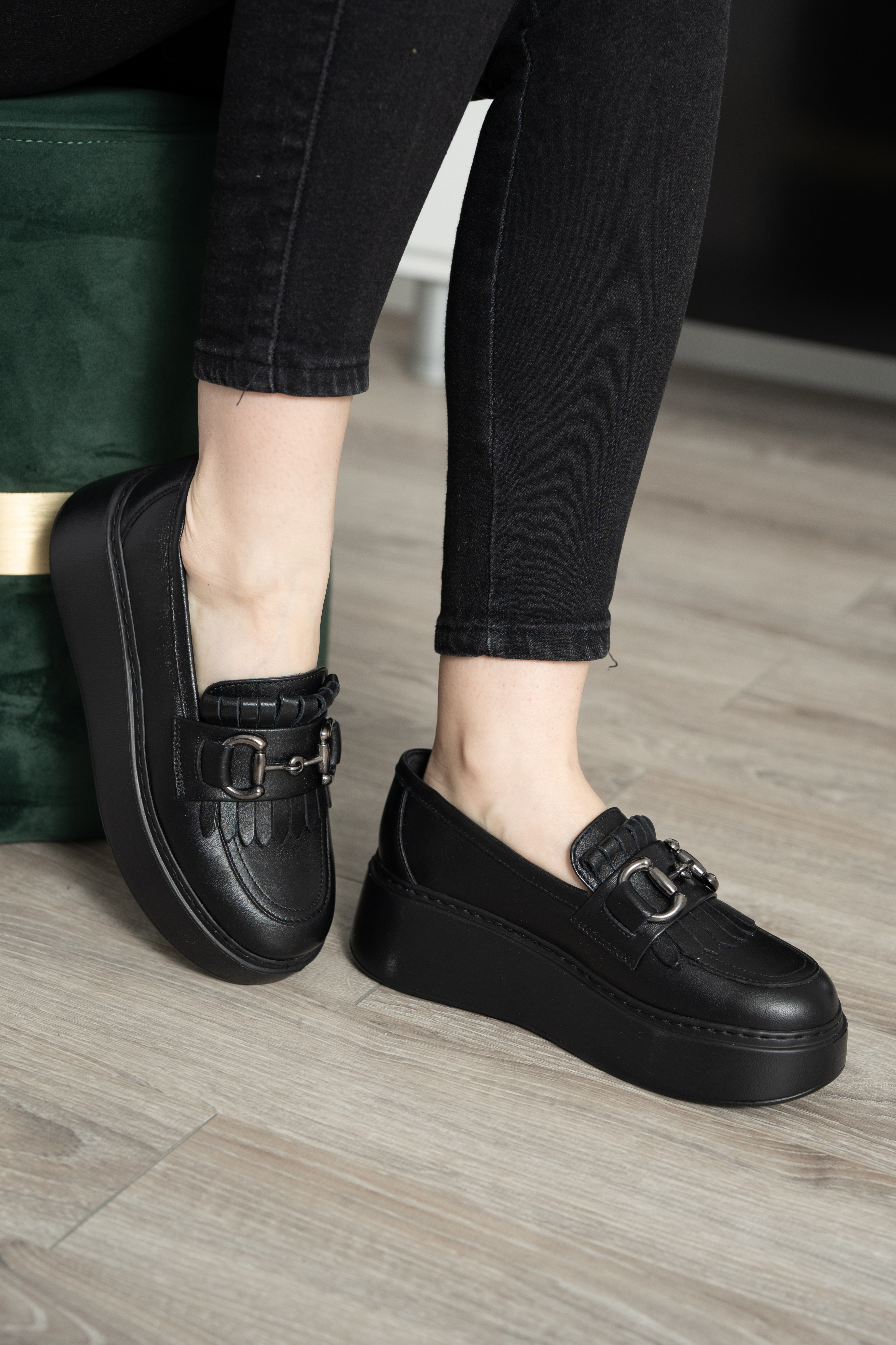 Pantofi casual dama, Glemis, piele naturala - Model: IB-2640, Culoare: Negru, Marime: 38 (25 cm)