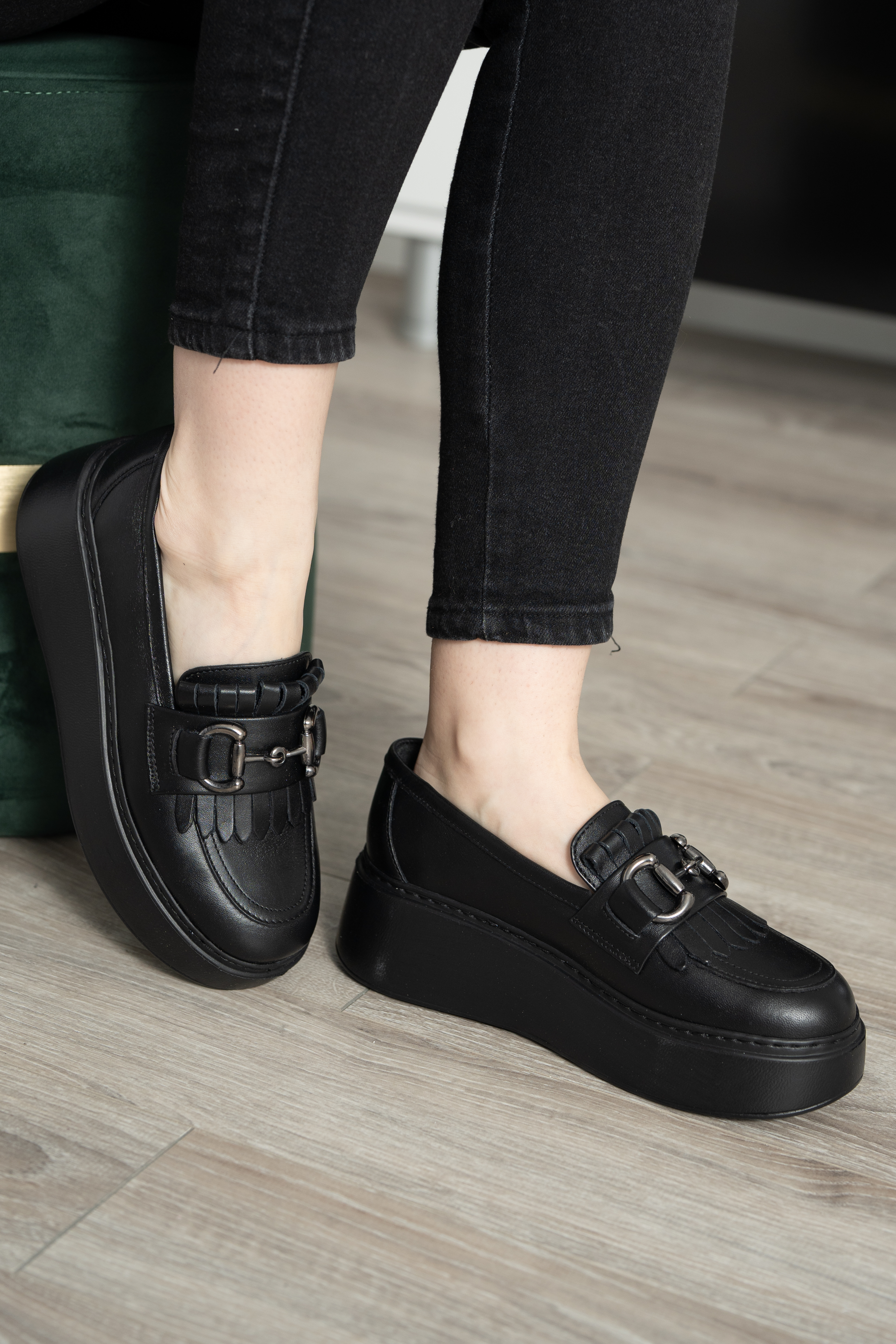 Pantofi casual dama, Glemis, piele naturala - Model: IB-2640, Culoare: Negru, Marime: 38 (25 cm)