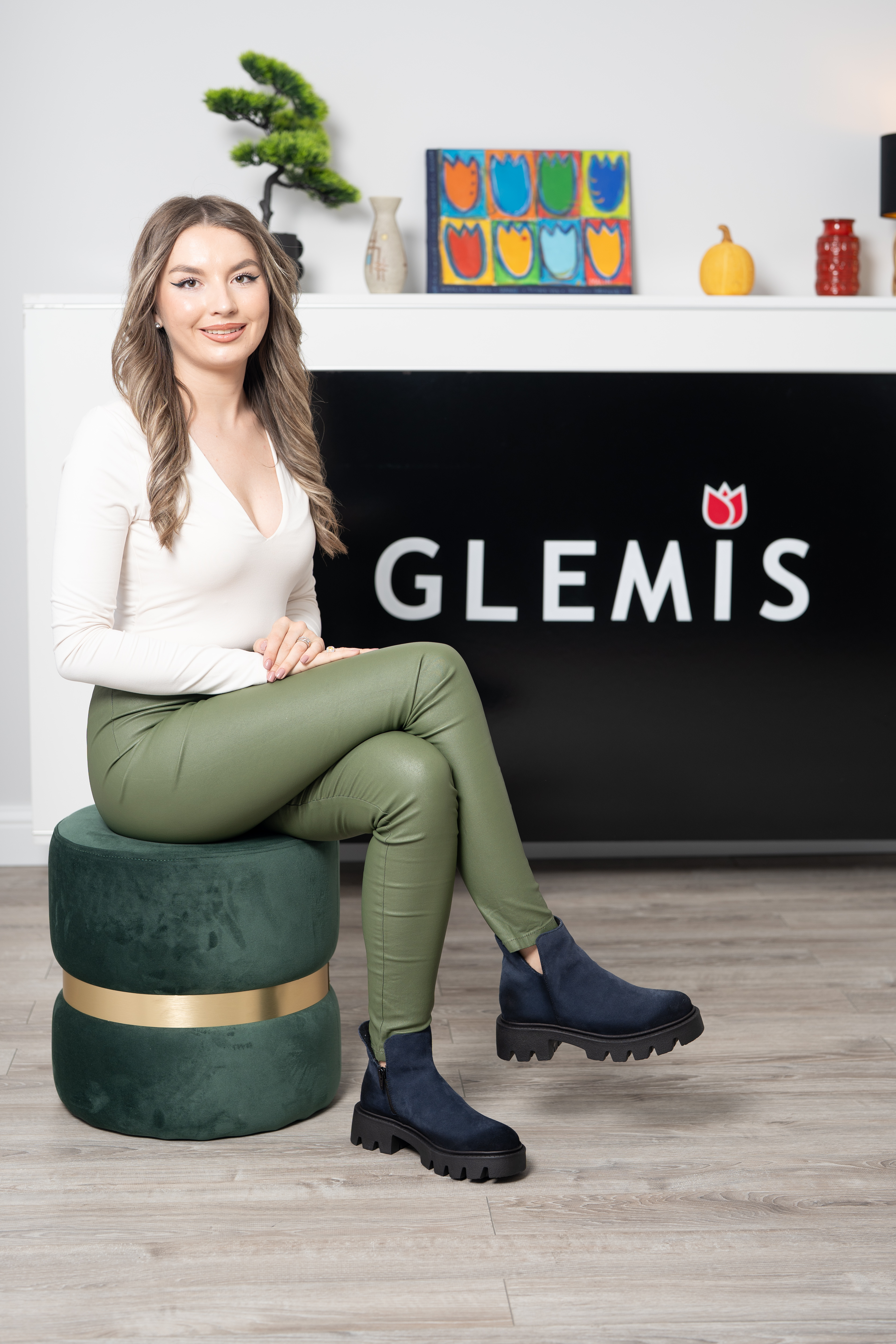 Ghete dama smart office, Glemis, piele naturala - Cod: IB-4000, Culoare: Albastru, Marime: 38 (24.5 cm)