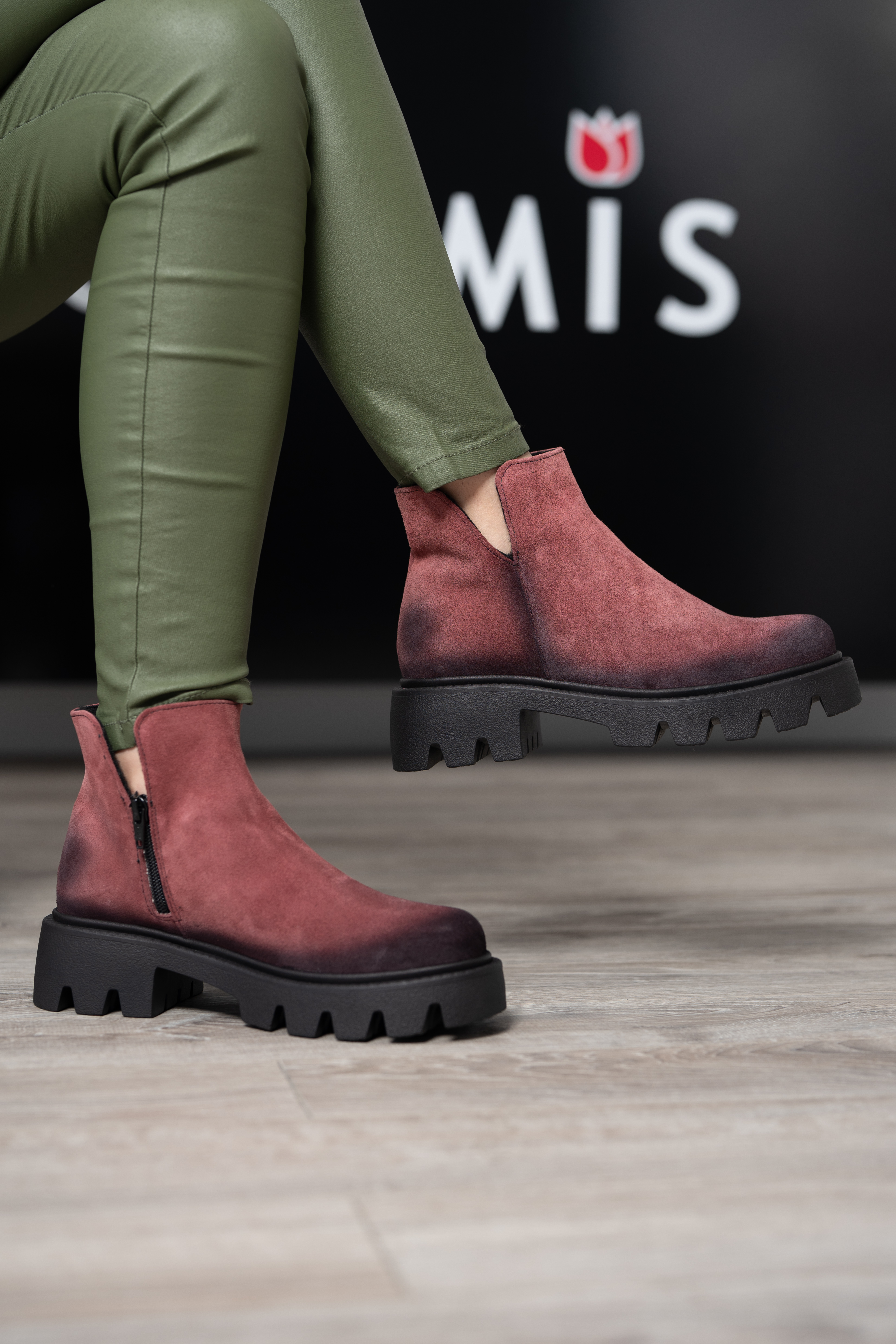 Ghete dama smart office, Glemis, piele naturala - Cod: IB-4000, Culoare: Bordo, Marime: 38 (24.5 cm)