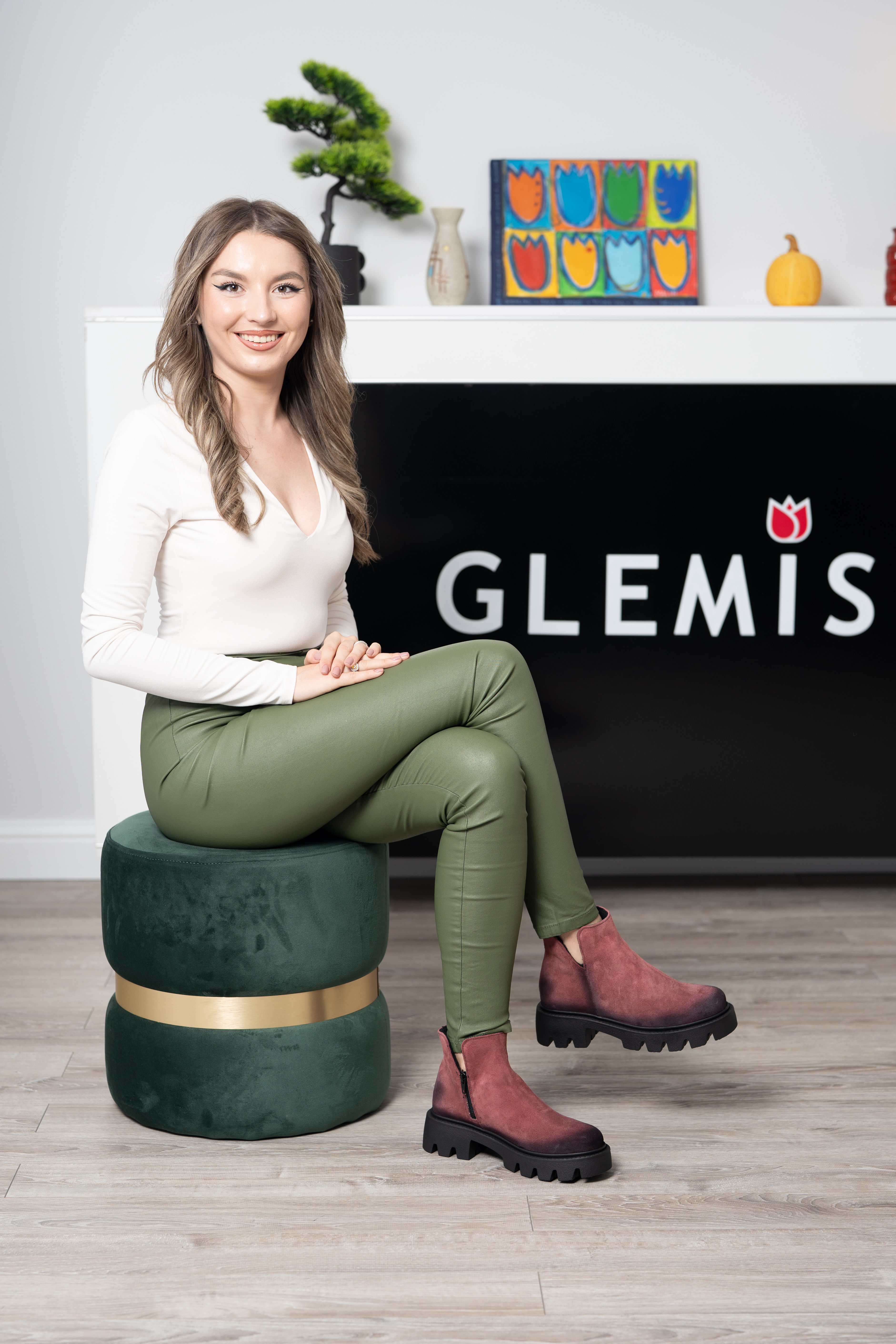 Ghete dama smart office, Glemis, piele naturala - Cod: IB-4000, Culoare: Bordo, Marime: 38 (24.5 cm)