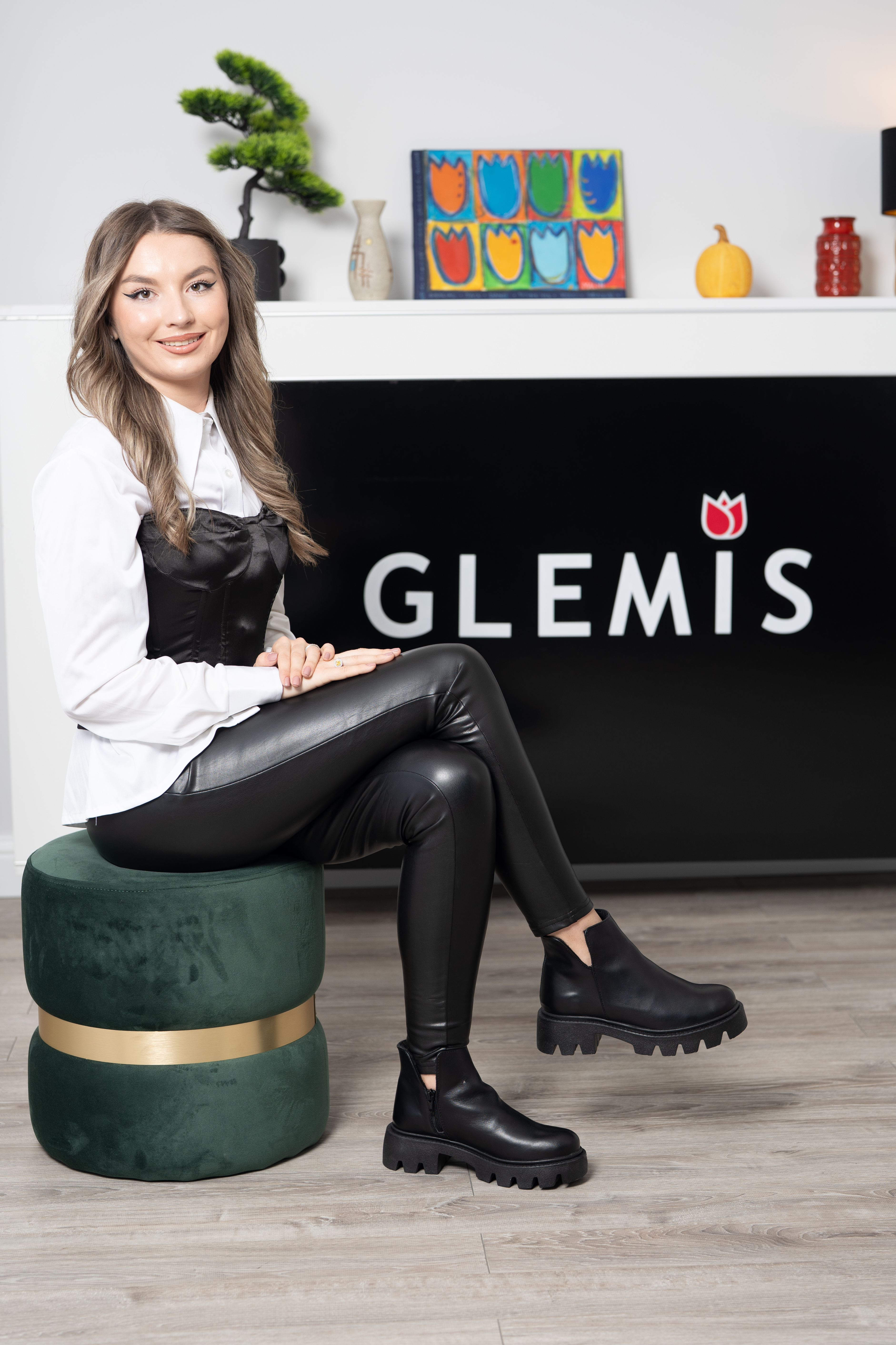 Ghete dama smart office, Glemis, piele naturala - Cod: IB-4000, Culoare: Negru Box, Marime: 38 (24.5 cm)
