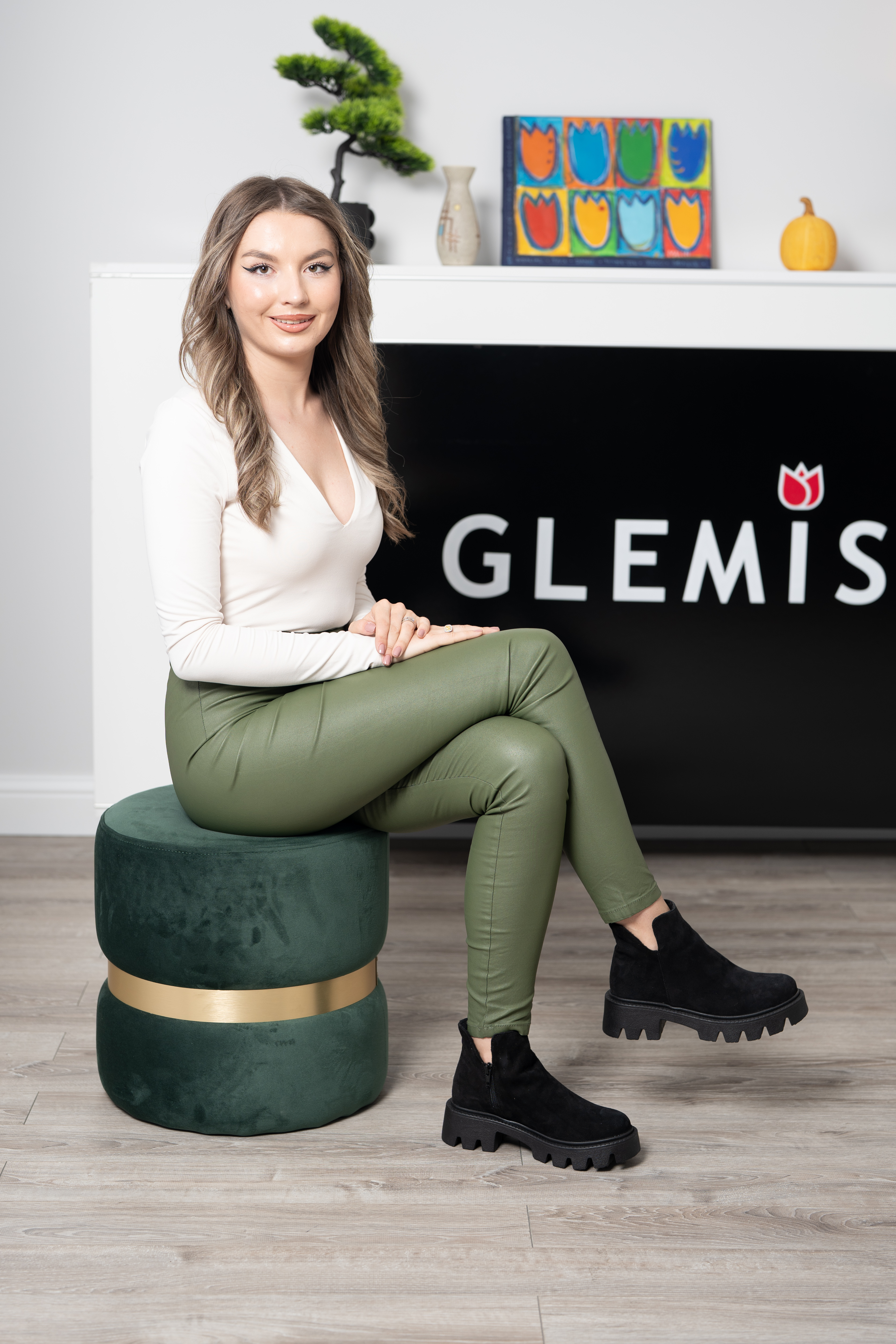 Ghete dama smart office, Glemis, piele naturala - Cod: IB-4000, Culoare: Negru Velur, Marime: 38 (24.5 cm)