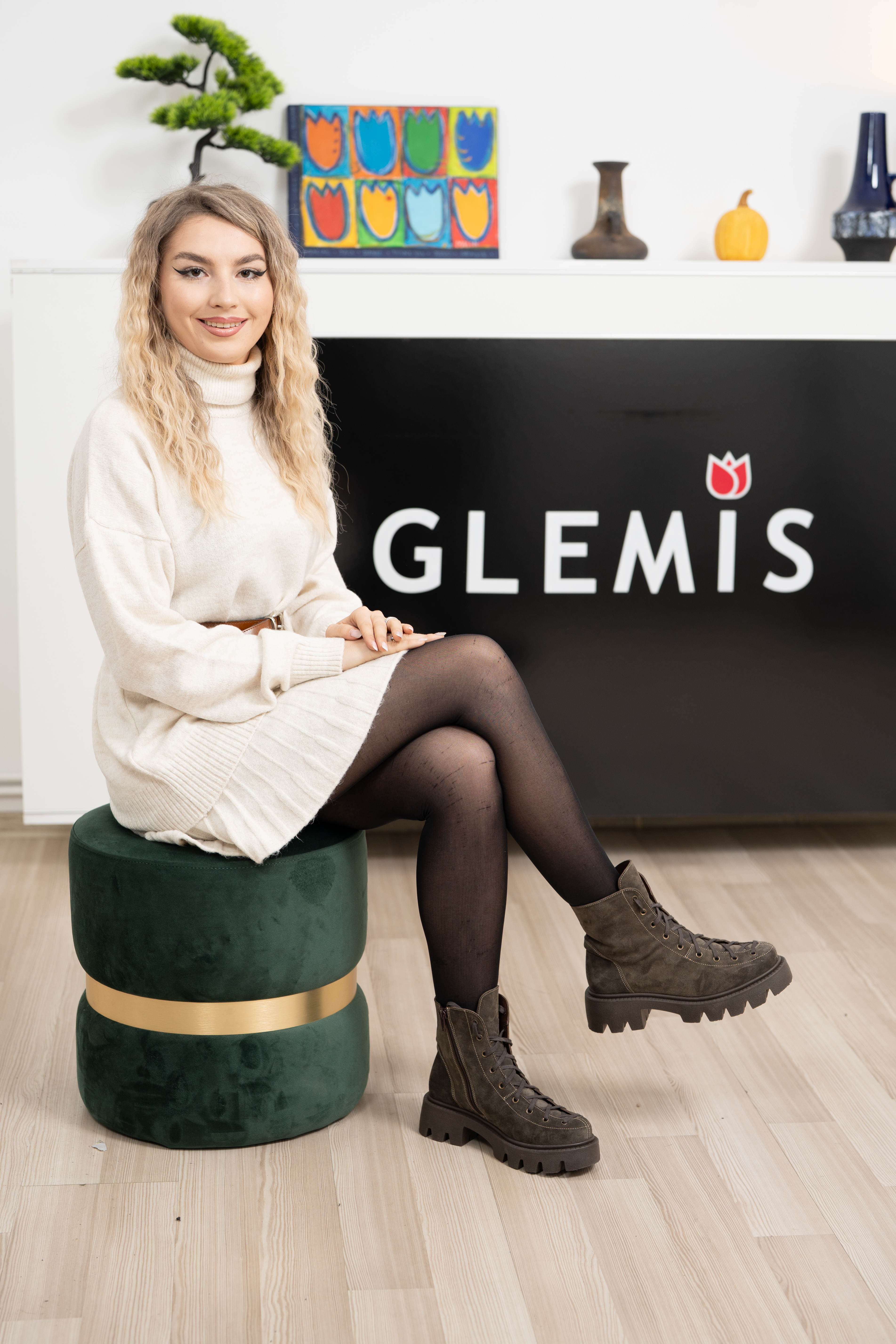 Ghete dama, Glemis, piele naturala - Cod: IB-4050, Culoare: Maro Velur, Marime: 38 (24.8 cm)