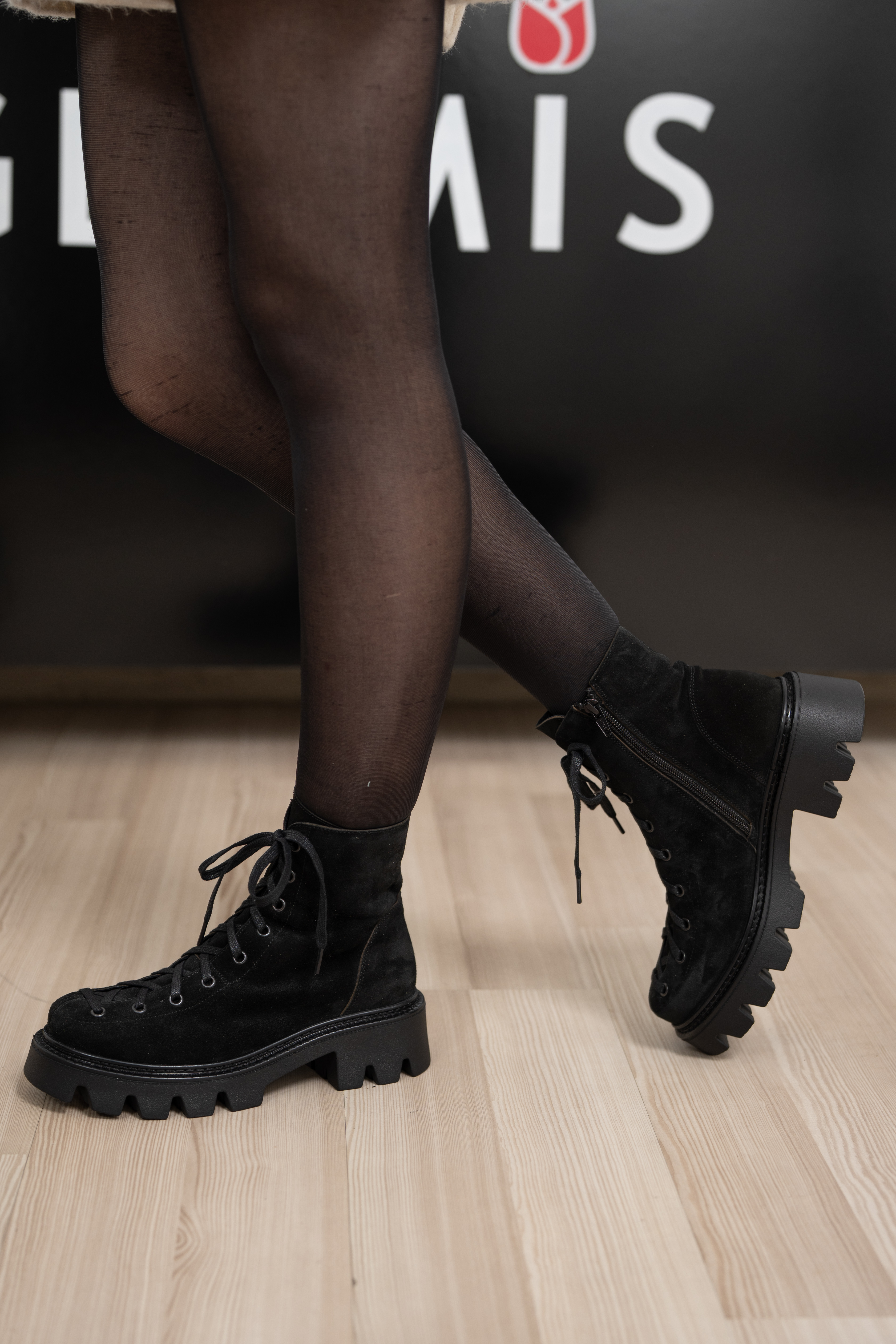 Ghete dama, Glemis, piele naturala - Cod: IB-4050, Culoare: Negru Velur, Marime: 38 (24.8 cm)