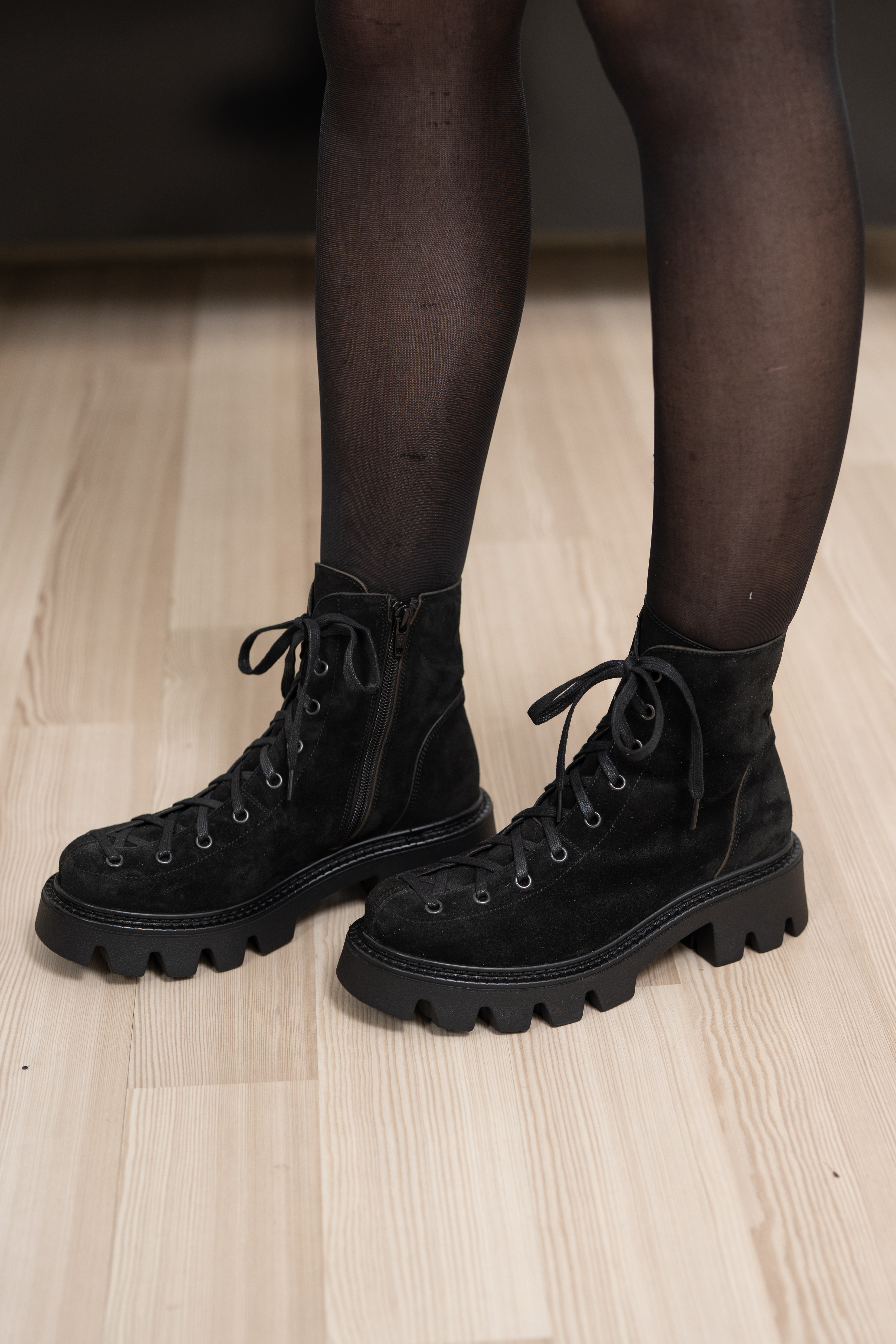 Ghete dama, Glemis, piele naturala - Cod: IB-4050, Culoare: Negru Velur, Marime: 38 (24.8 cm)