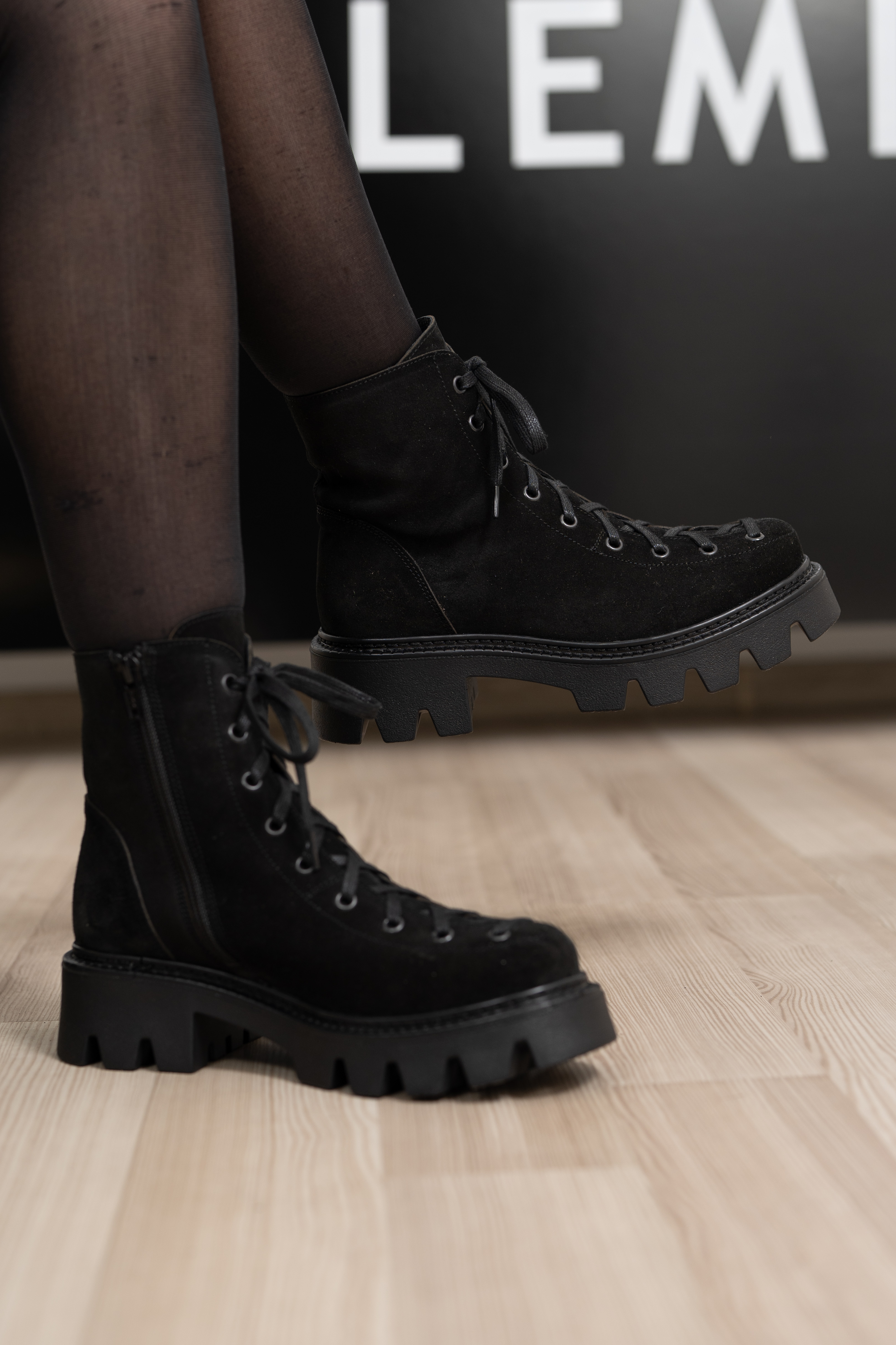 Ghete dama, Glemis, piele naturala - Cod: IB-4050, Culoare: Negru Velur, Marime: 38 (24.8 cm)